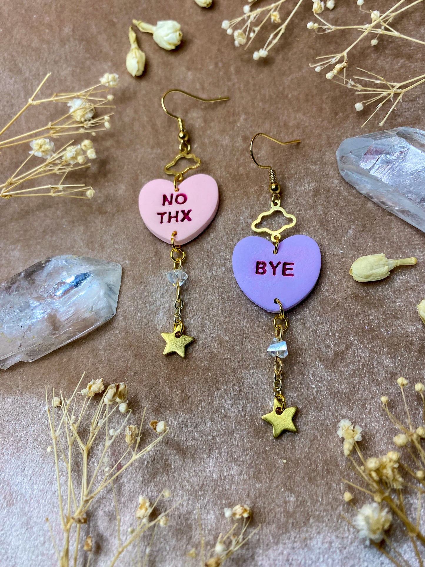 No Thx/Bye Candy Heart Earrings