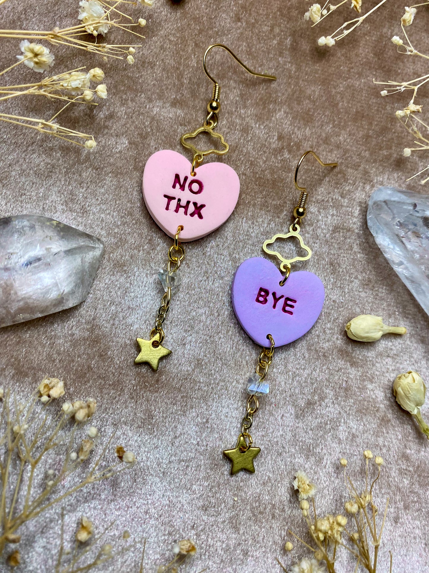No Thx/Bye Candy Heart Earrings