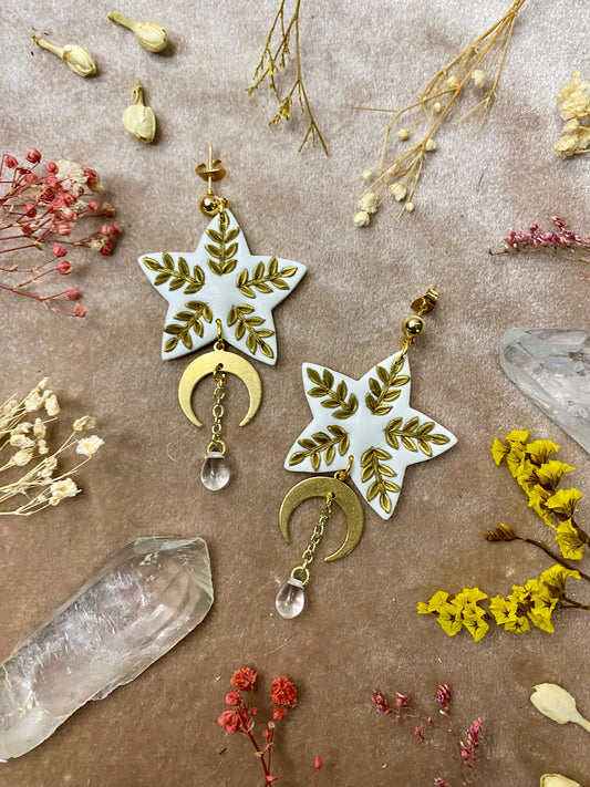 polymer clay north star folk christmas winter earrings