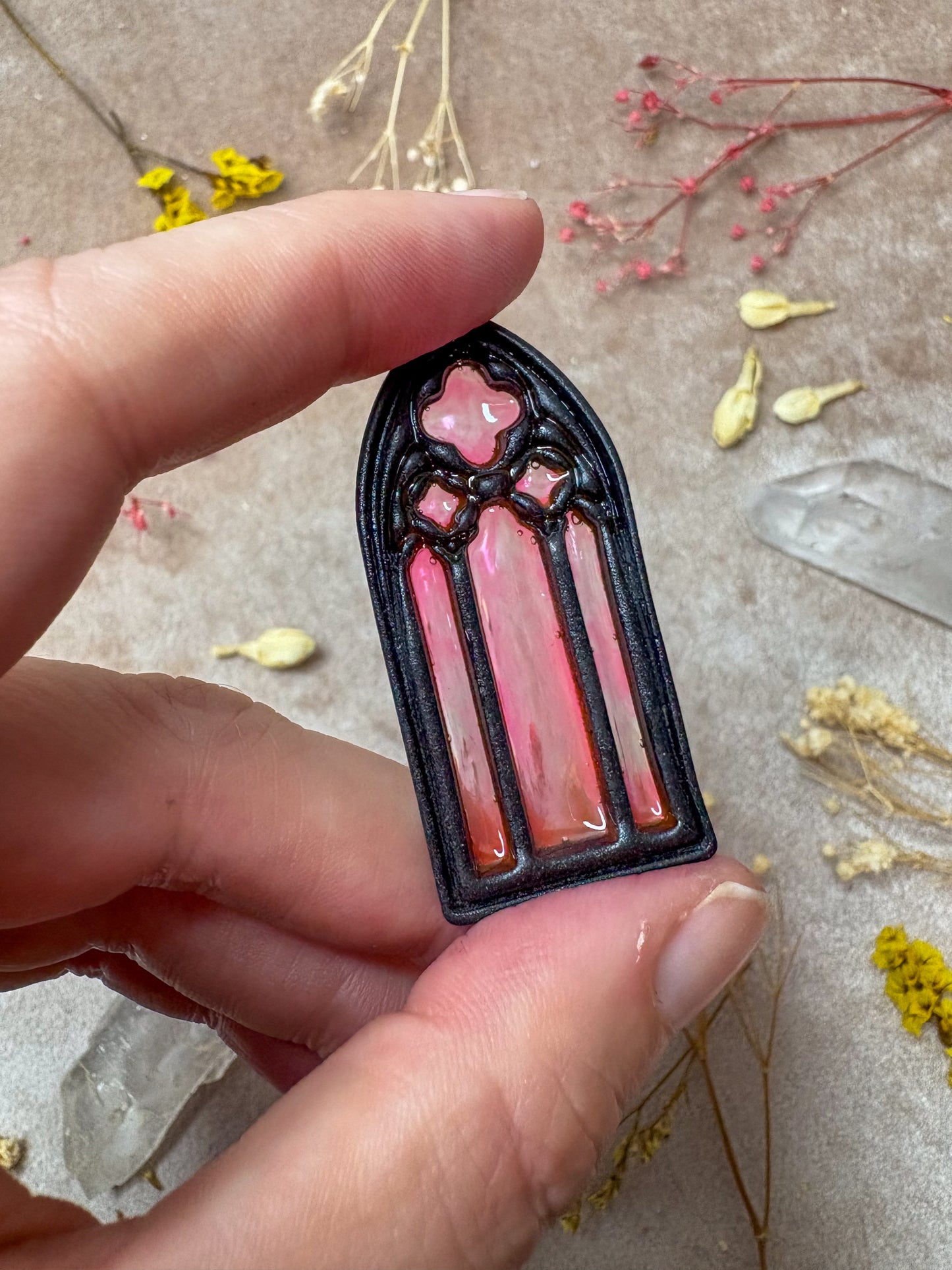 Black Stained Glass Arch Earrings