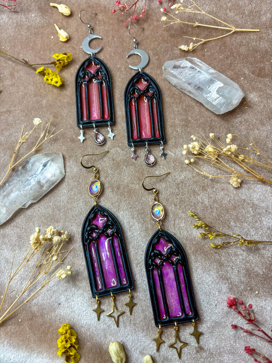 Black Stained Glass Arch Earrings