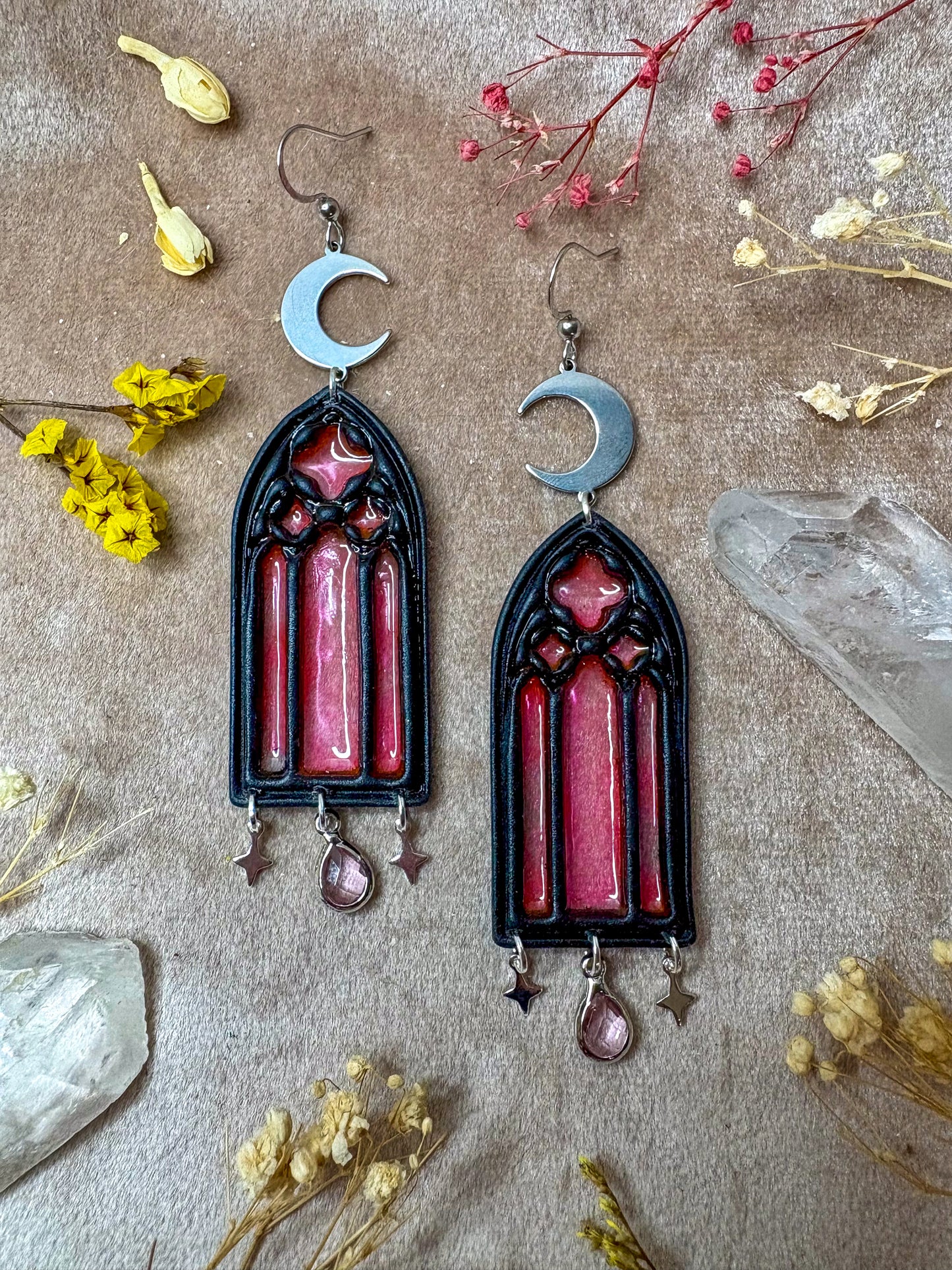 Black Stained Glass Arch Earrings