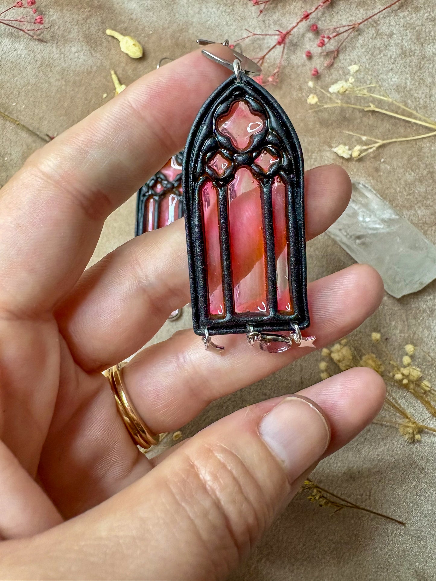 Black Stained Glass Arch Earrings