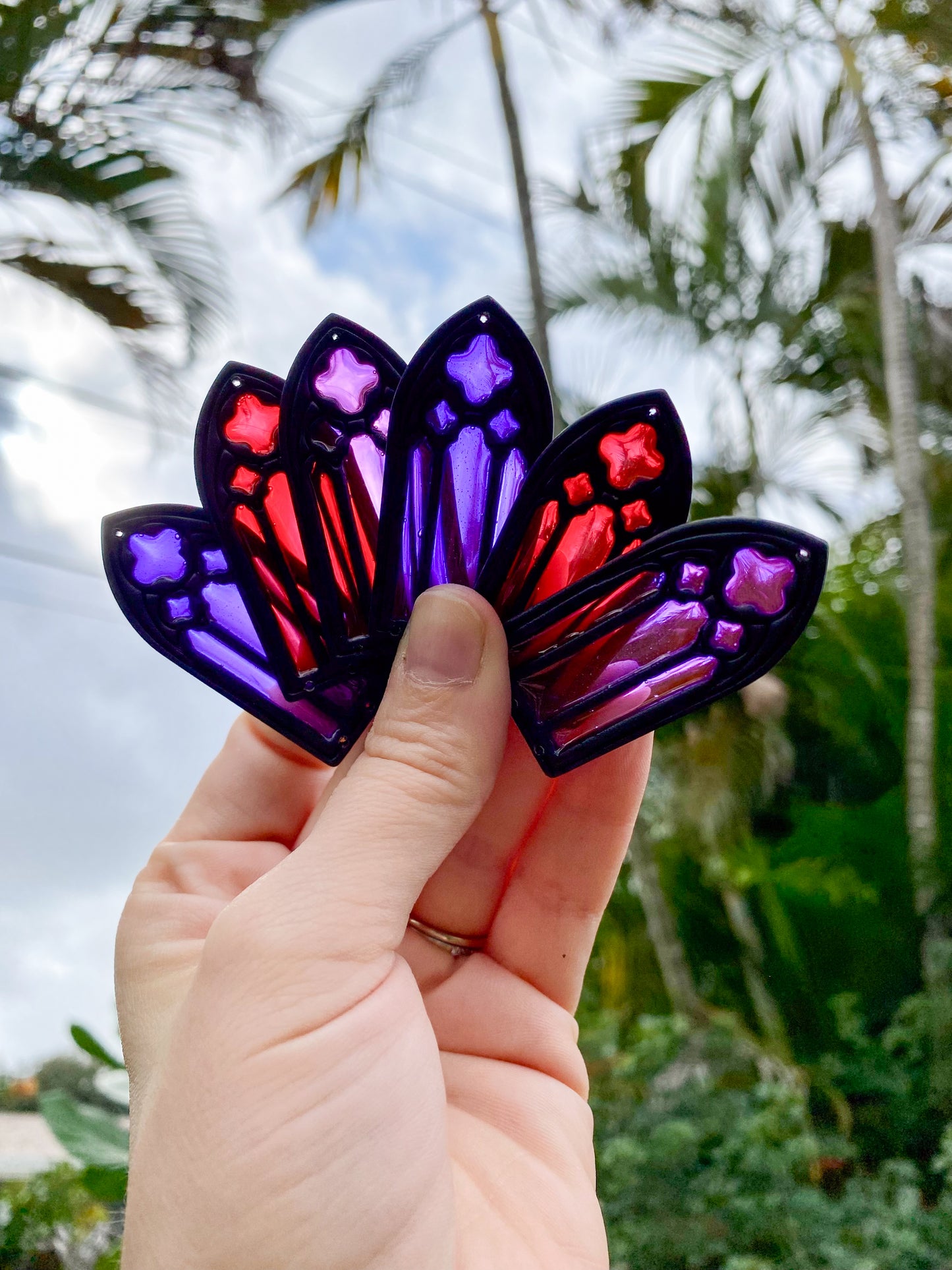 Black Stained Glass Arch Earrings (Single Color)