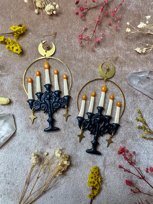 Black Candelabra Earrings