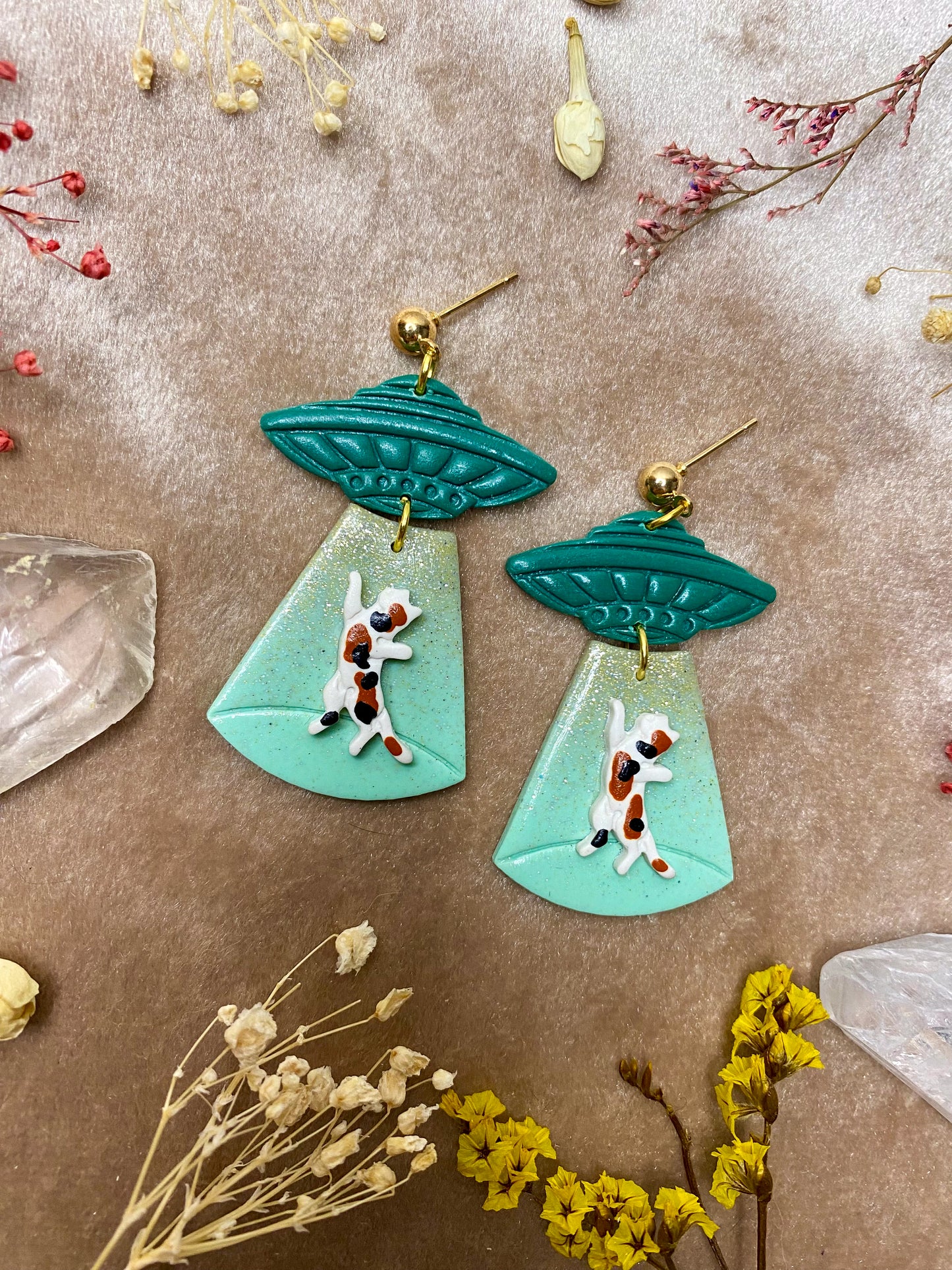 Cat Abduction Earrings (Calico)