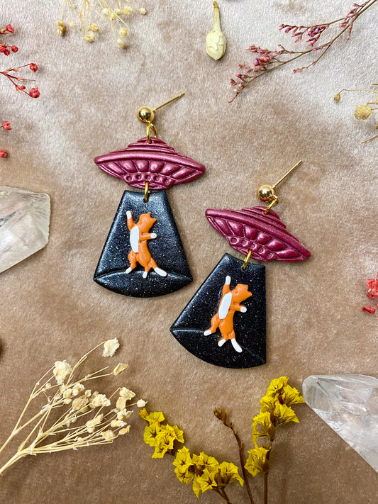 Cat Abduction Earrings (Tabby)