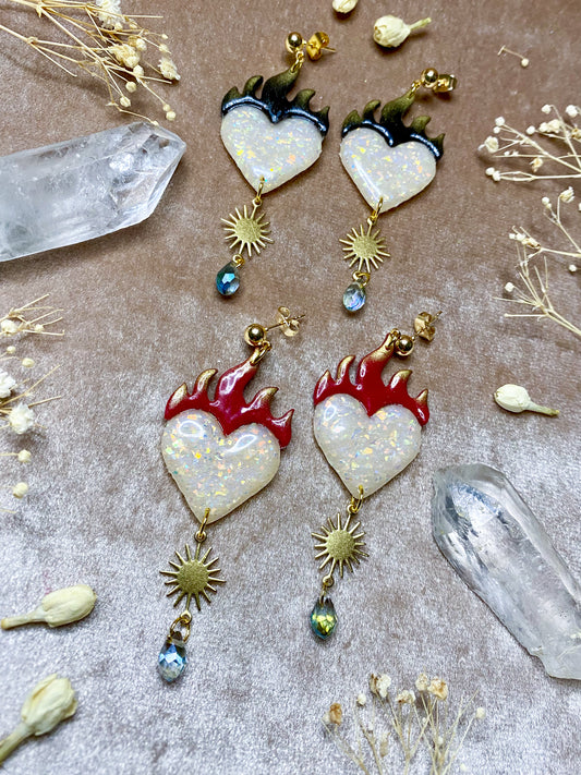 Opal Hearts on Fire Earrings
