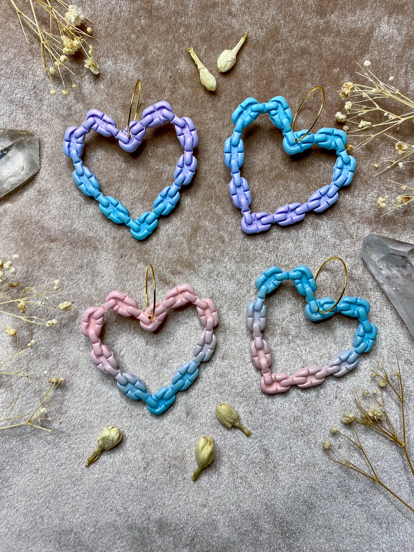 polymer clay and resin valentines day earrings