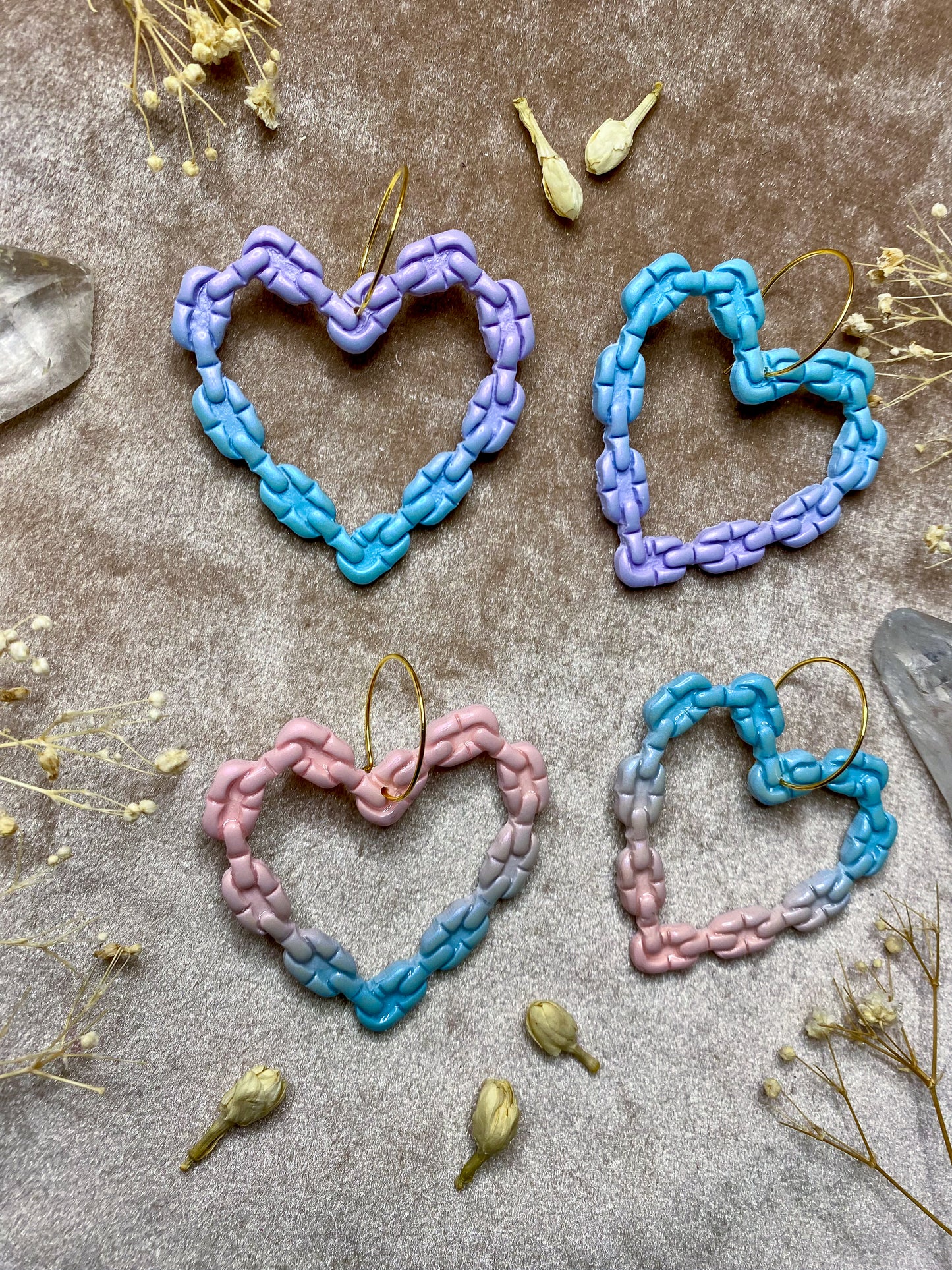 Heart Chain Hoop Earrings