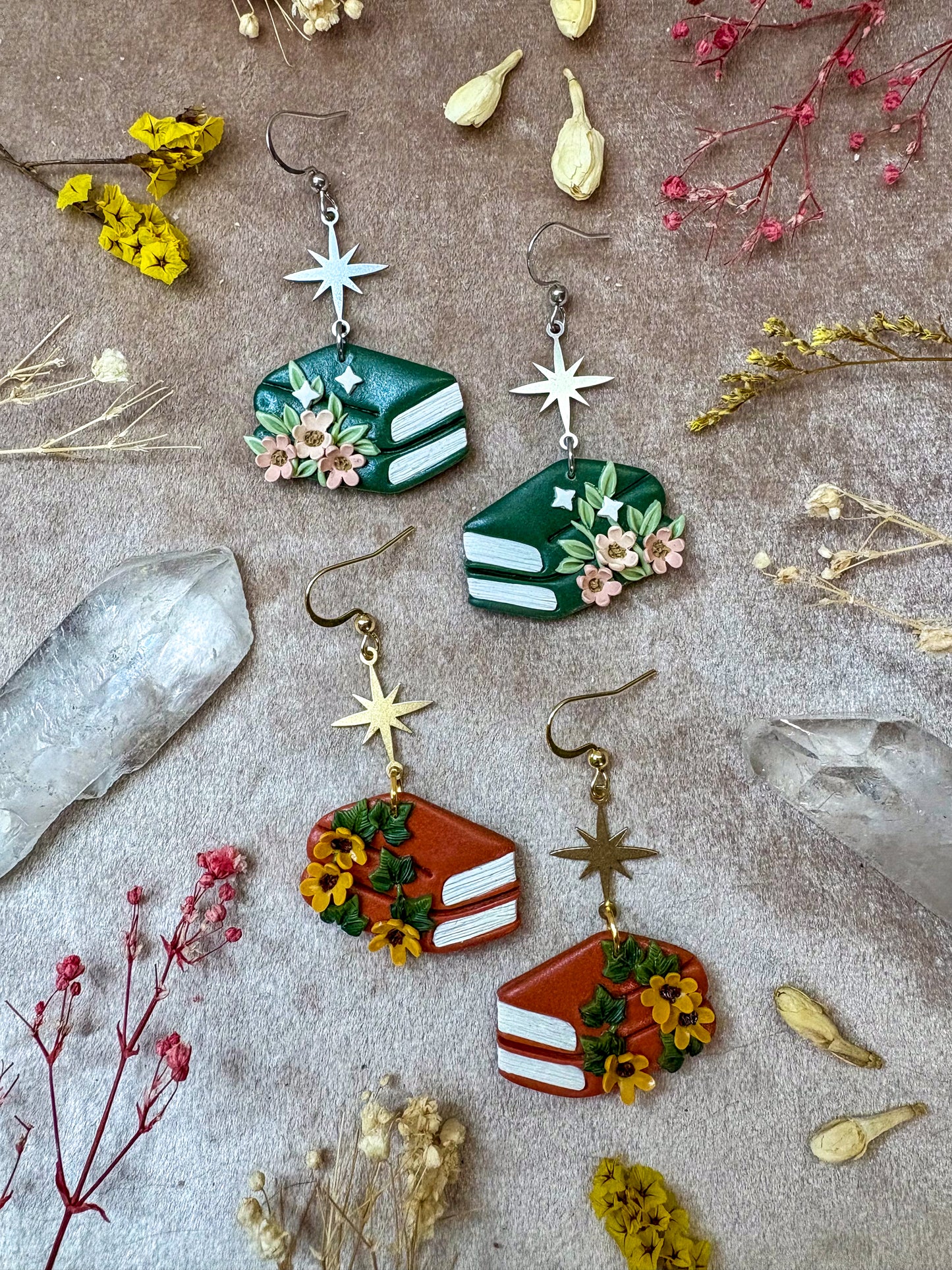 Floral Double Book Earrings