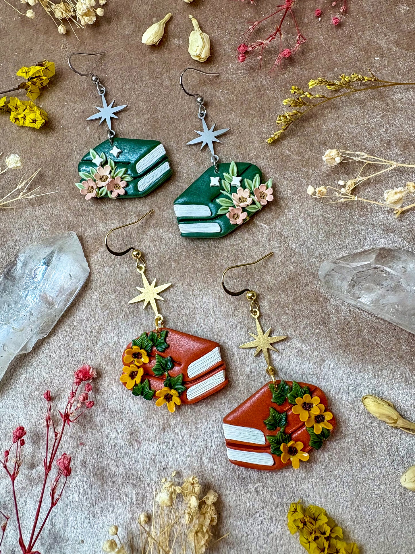 Floral Double Book Earrings