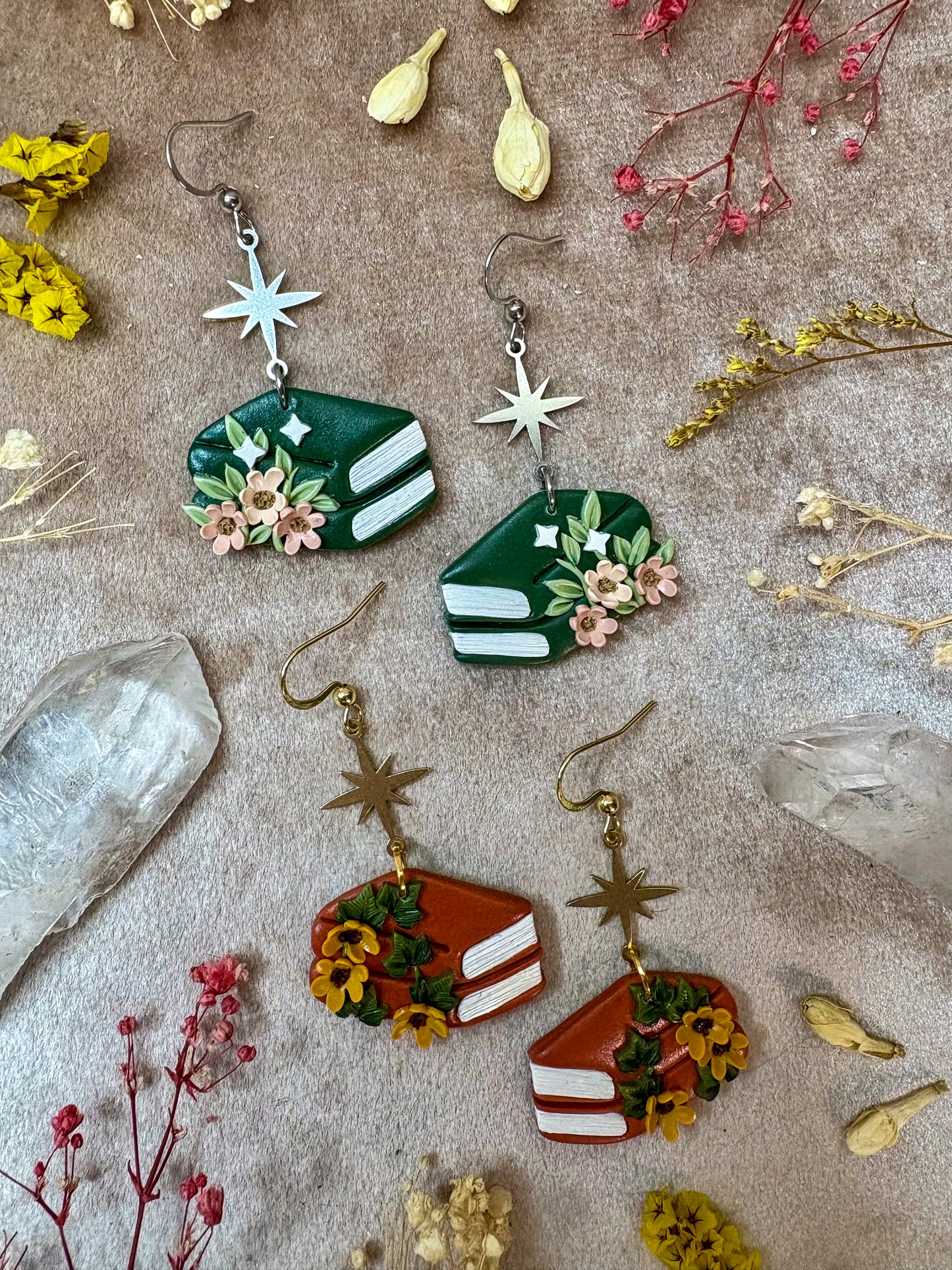 Floral Double Book Earrings