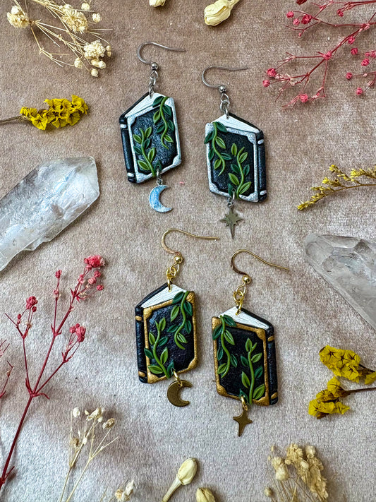 Open Leafy Spellbook Earrings
