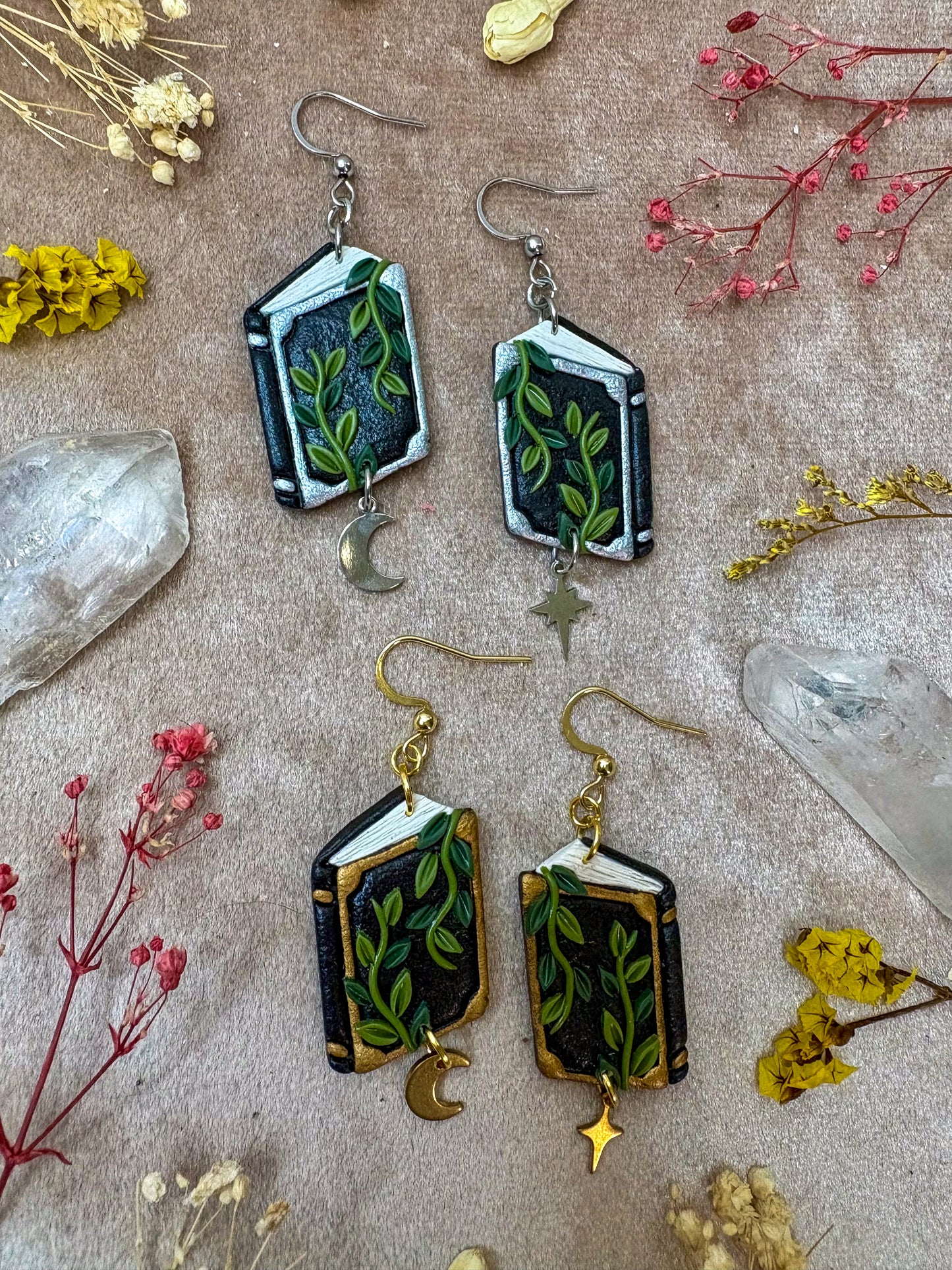 Open Leafy Spellbook Earrings