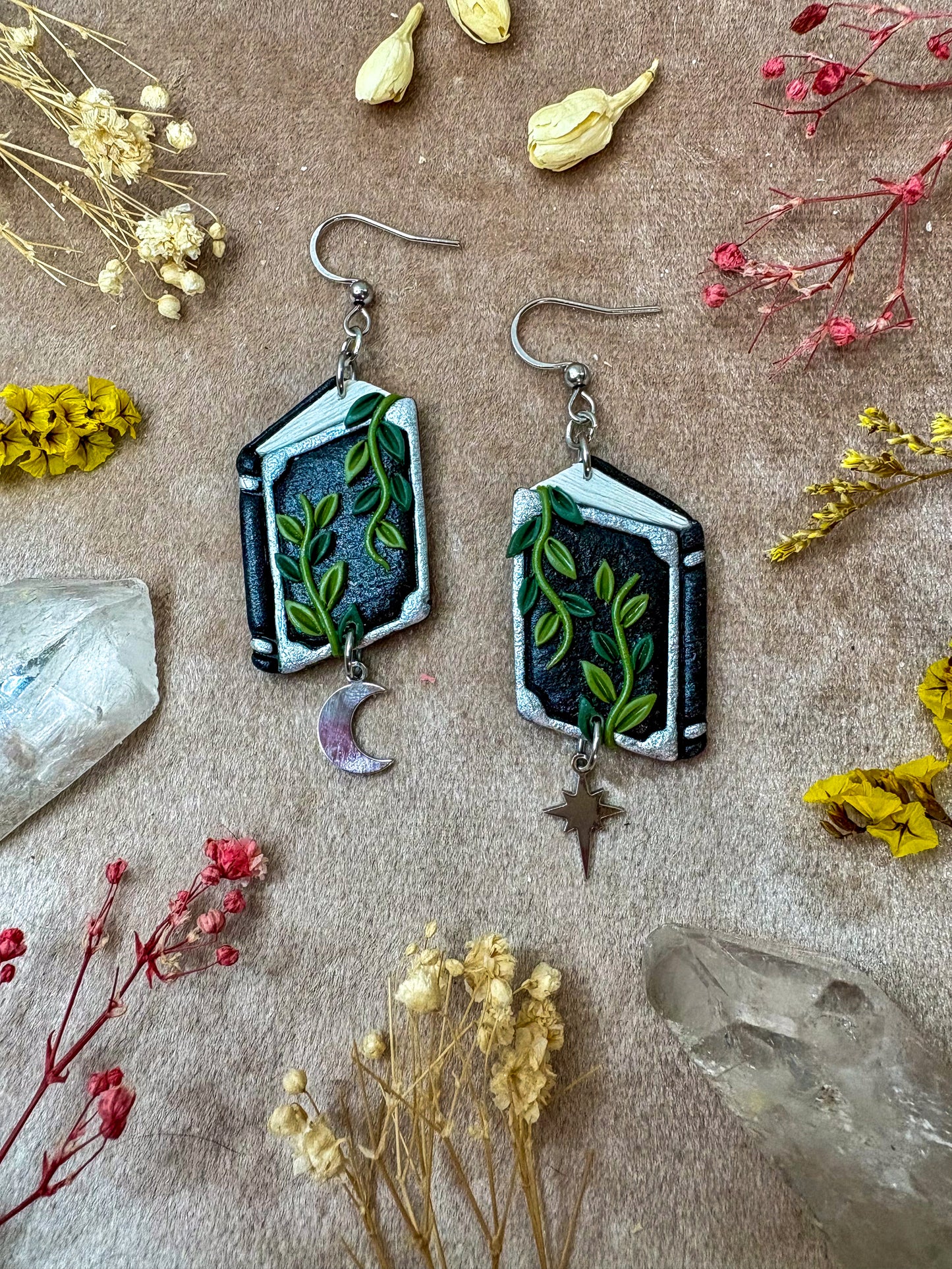 Open Leafy Spellbook Earrings