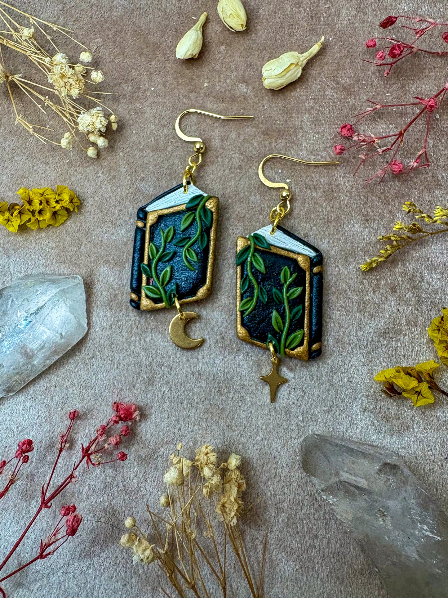 Open Leafy Spellbook Earrings