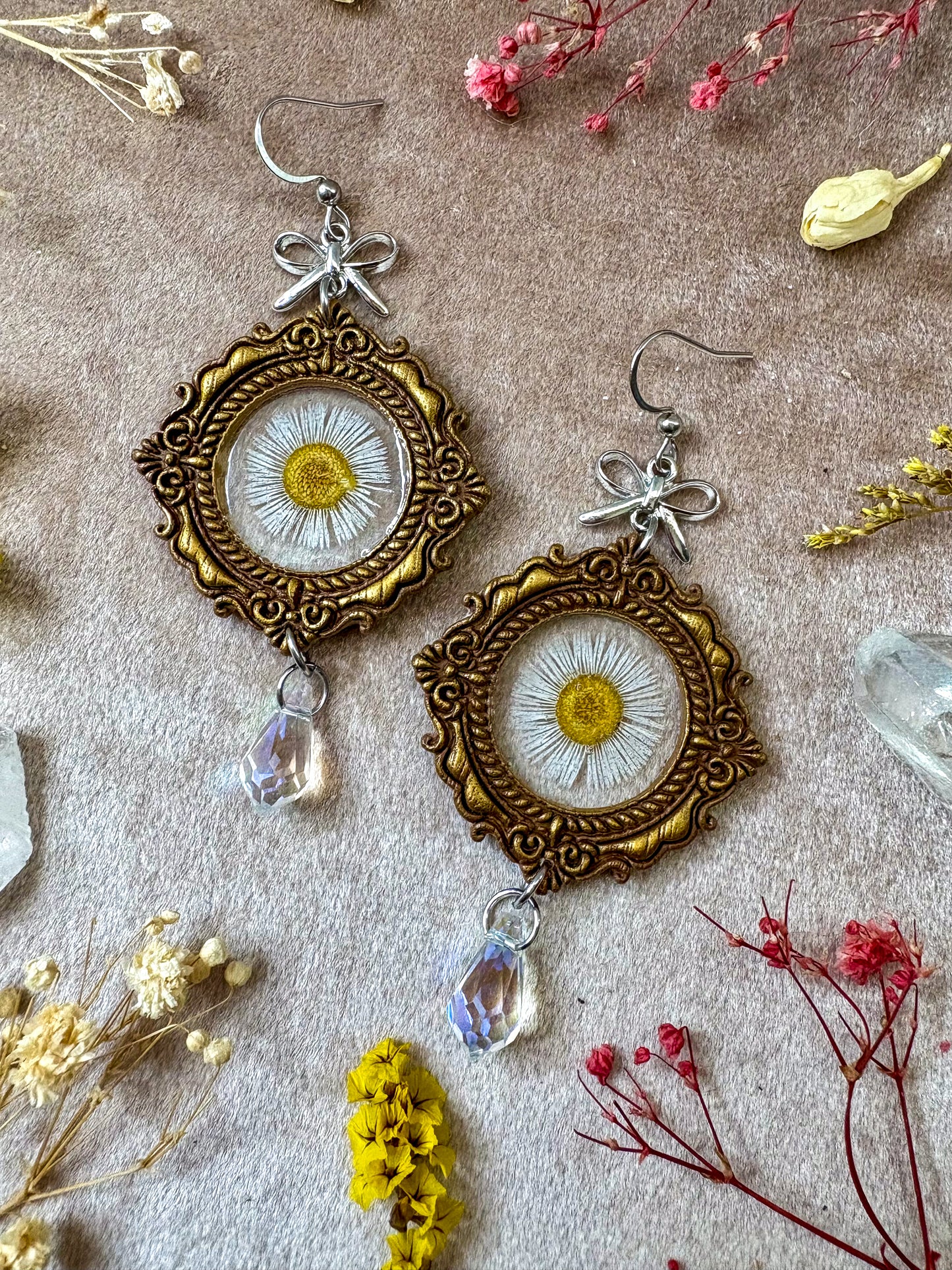 Delicate Daisy Frame Earrings