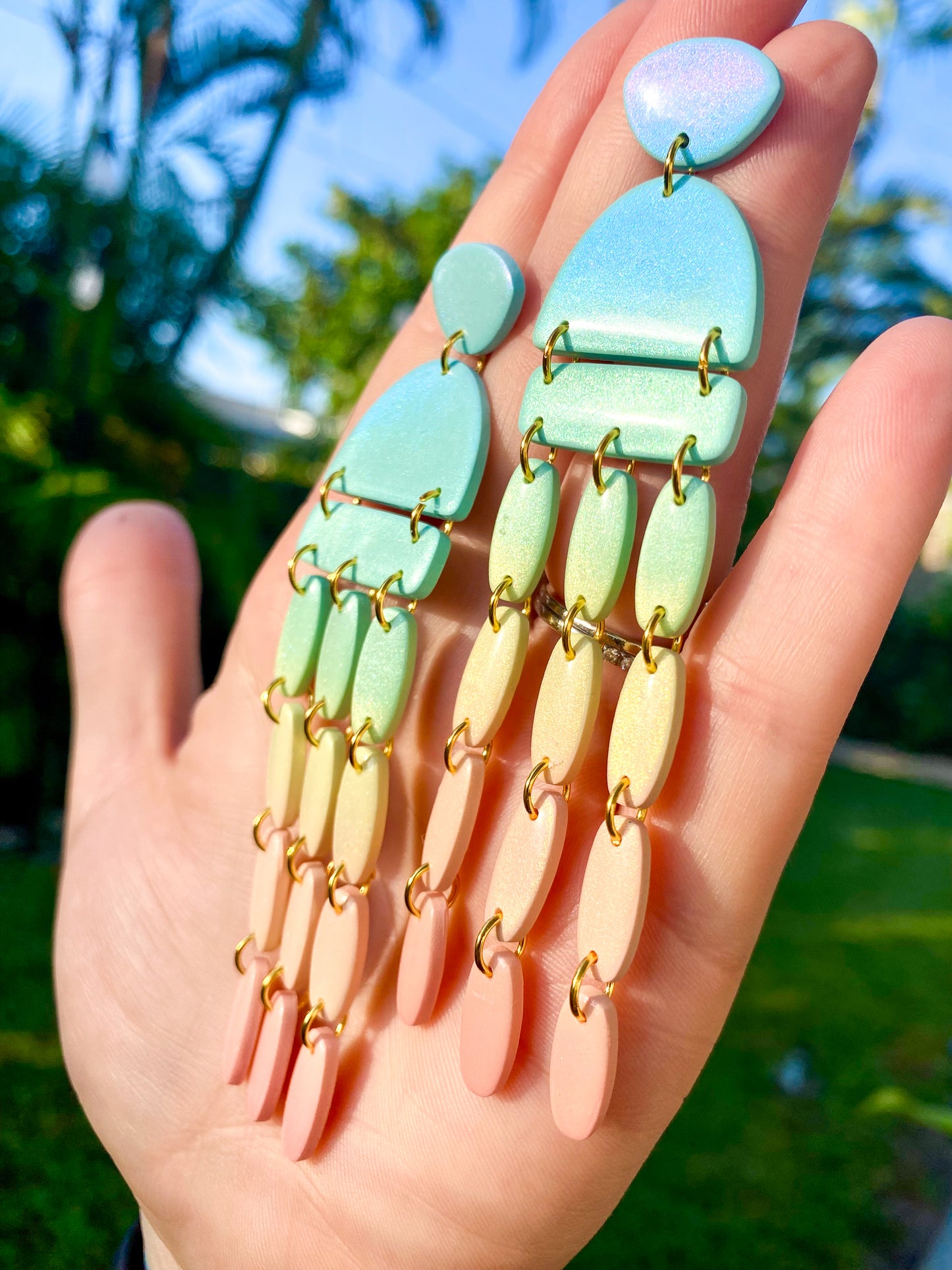 Rainbow Ombre Cascade Earrings