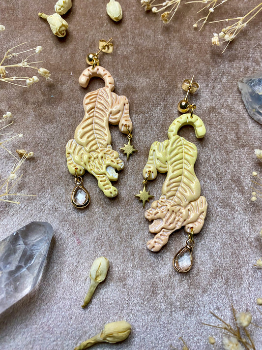 Yellow and Orange Ombre Tiger Earrings