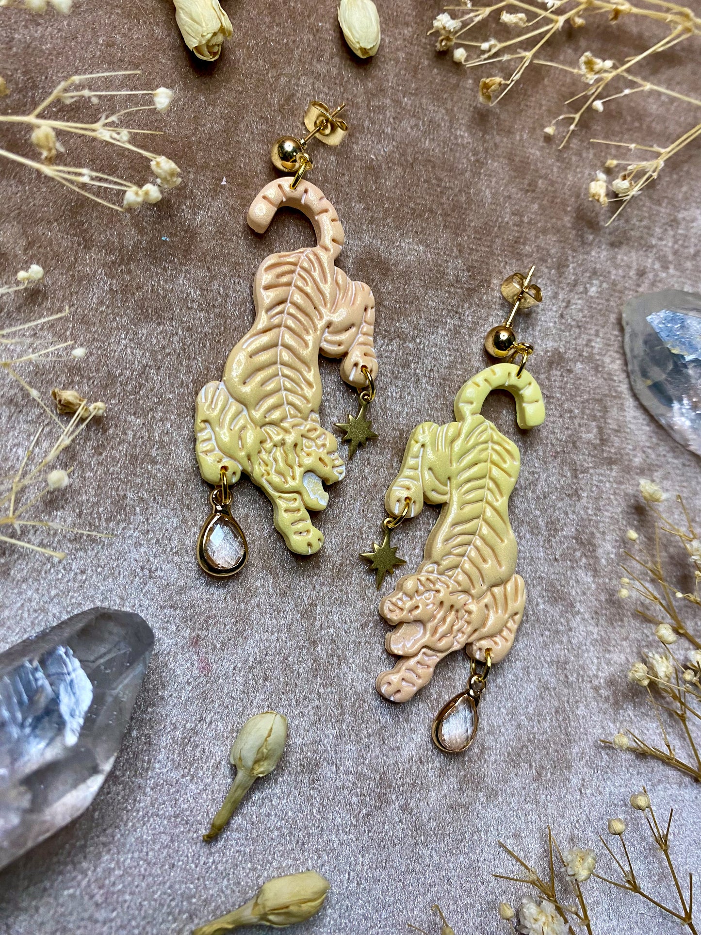 Yellow and Orange Ombre Tiger Earrings