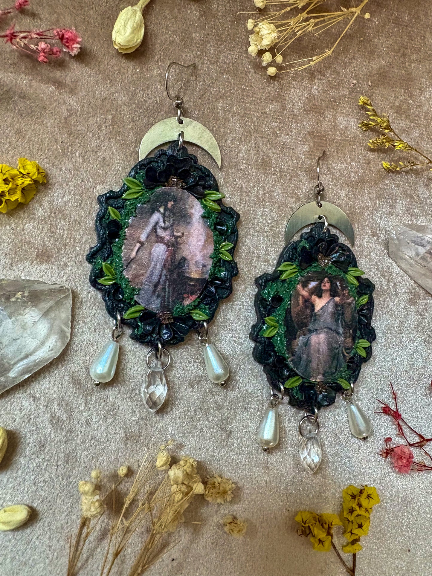 Waterhouses's "Circe Offering the Cup to Ulysses" and "The Magic Circle" Painting Earrings