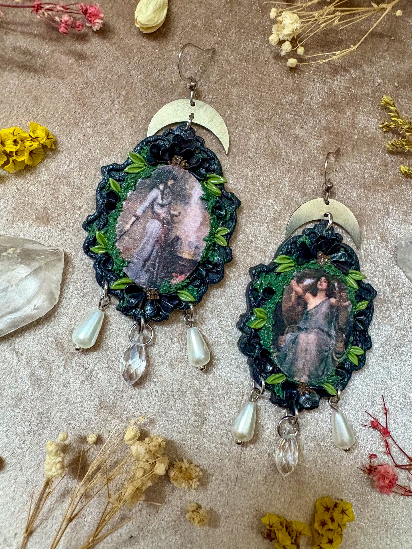 Waterhouses's "Circe Offering the Cup to Ulysses" and "The Magic Circle" Painting Earrings