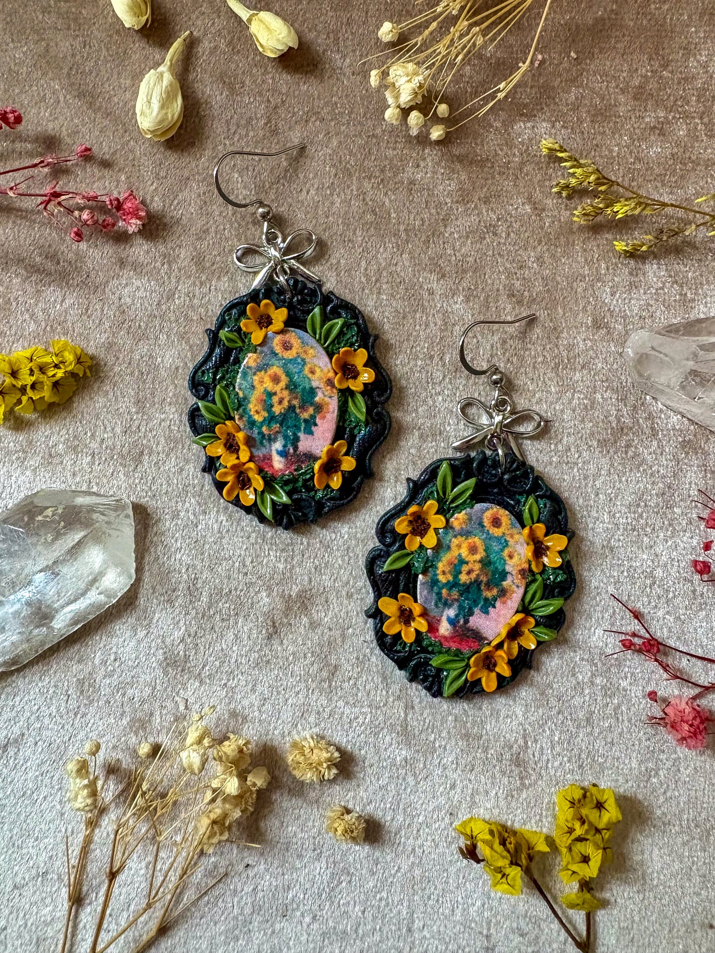 Monet's "Bouquet of Sunflowers" Painting Earrings