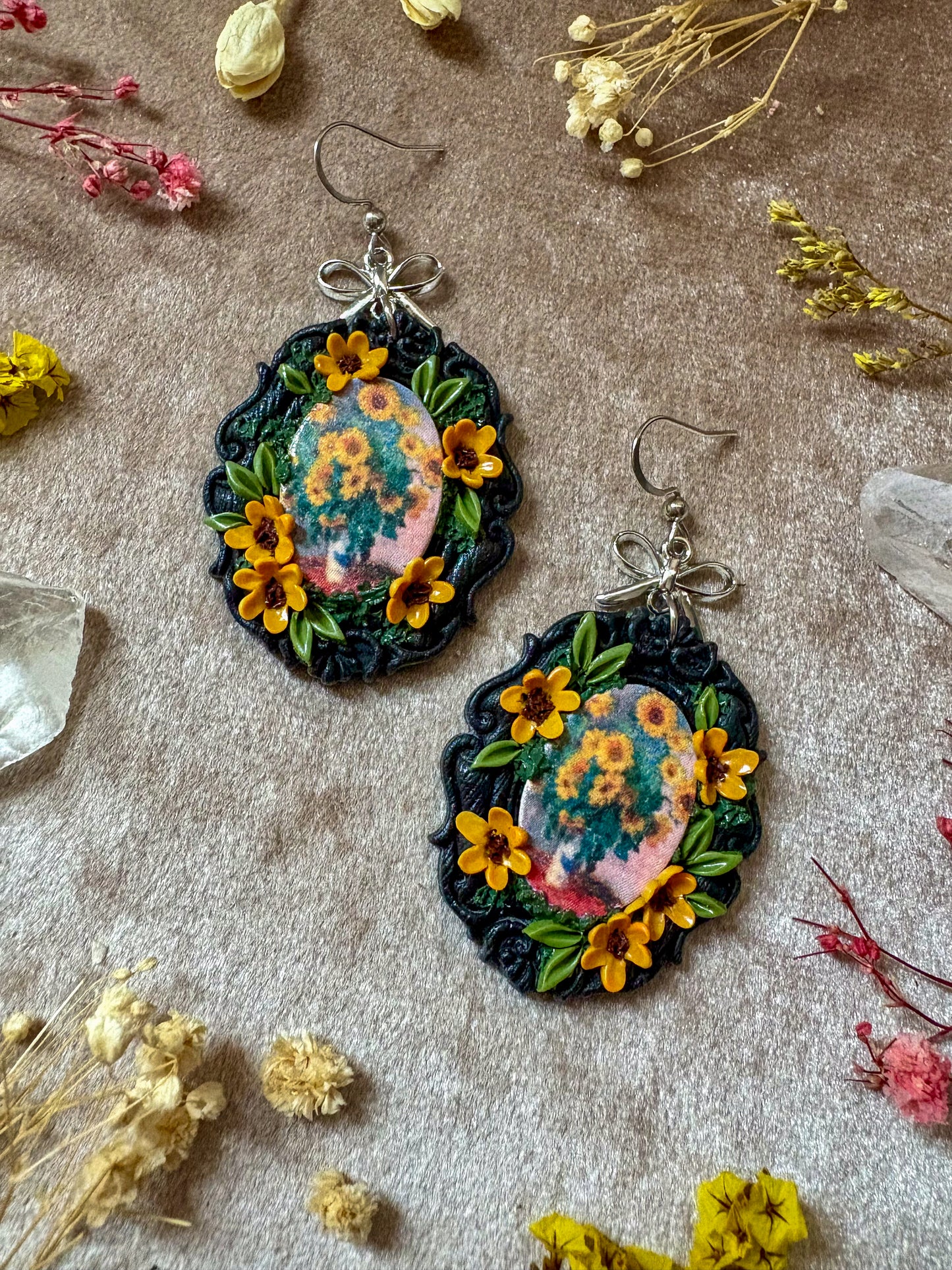 Monet's "Bouquet of Sunflowers" Painting Earrings