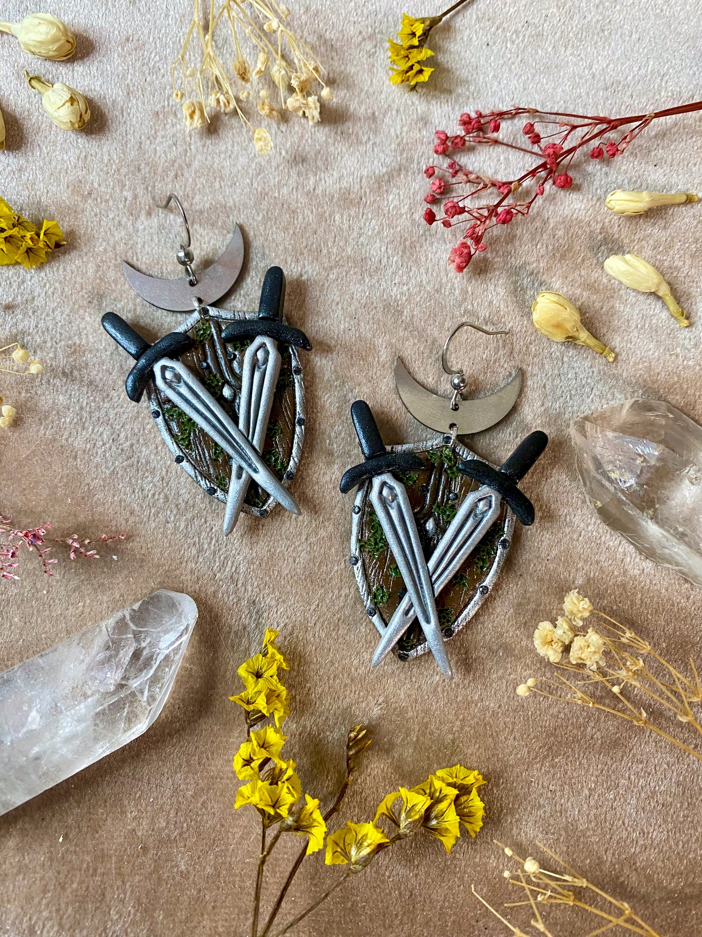 Double Sword and Shield Earrings