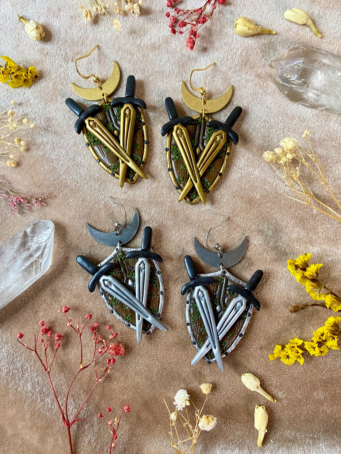 Double Sword and Shield Earrings