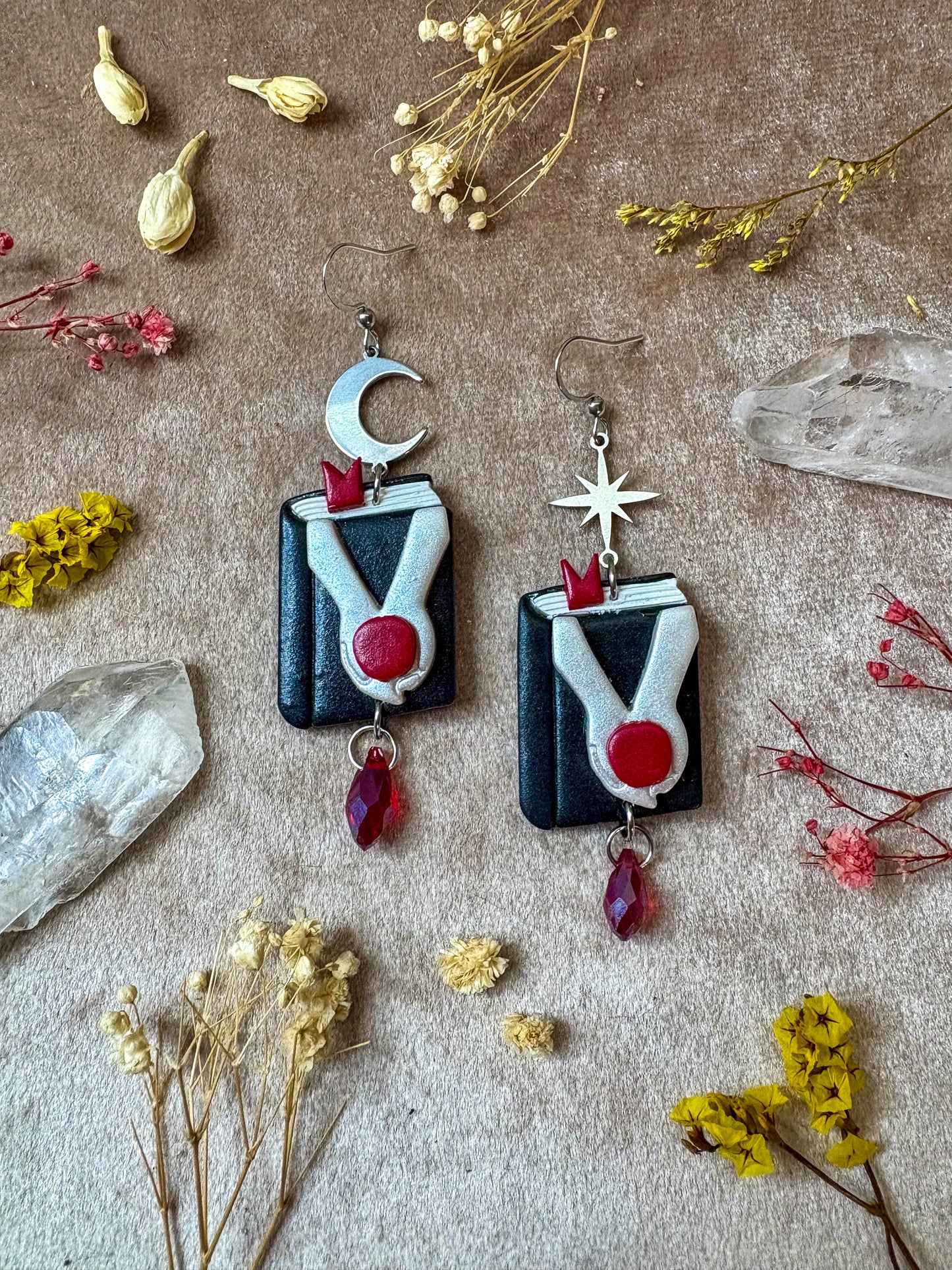 Sparkly Vampire Book Earrings