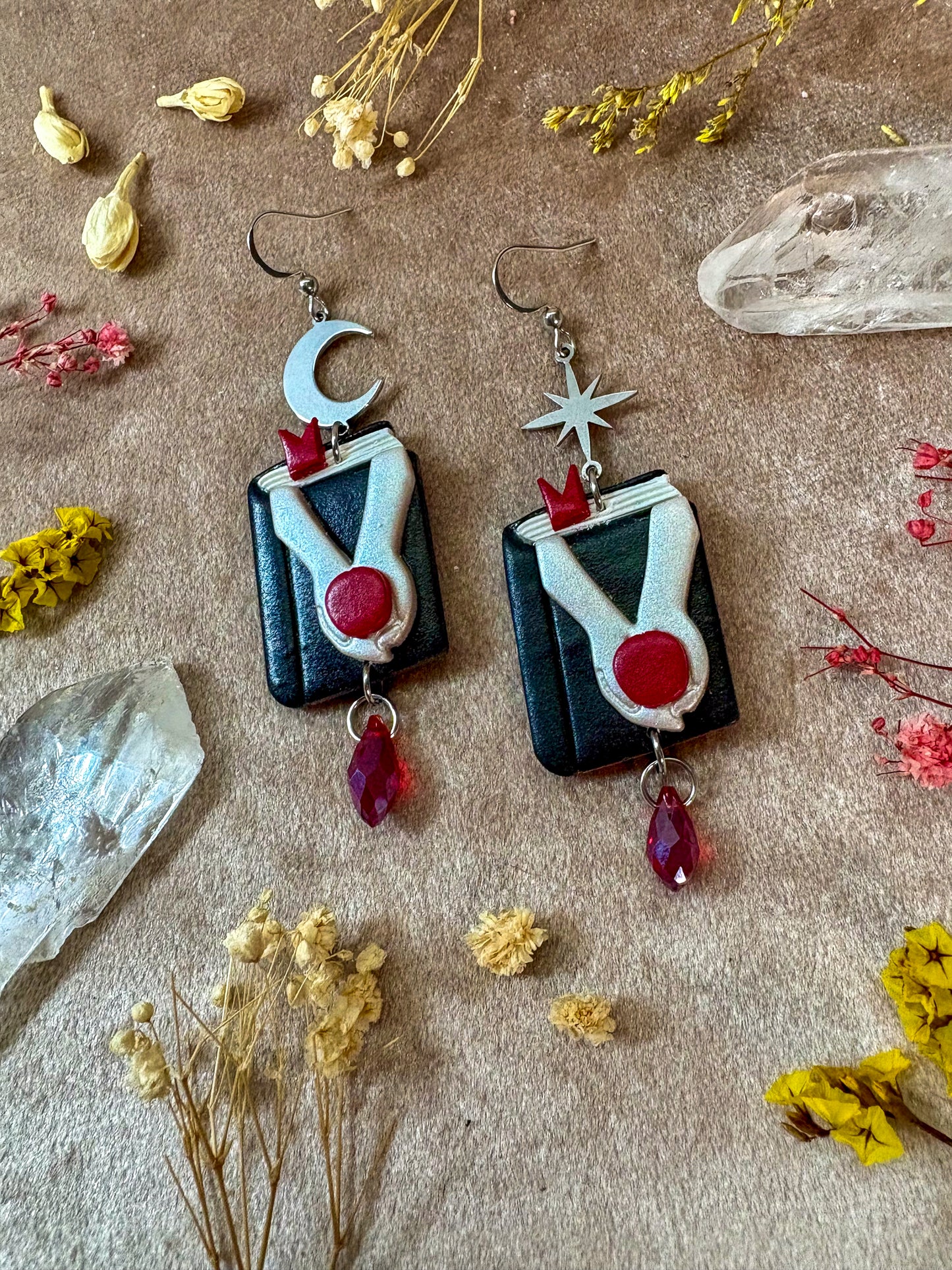 Sparkly Vampire Book Earrings