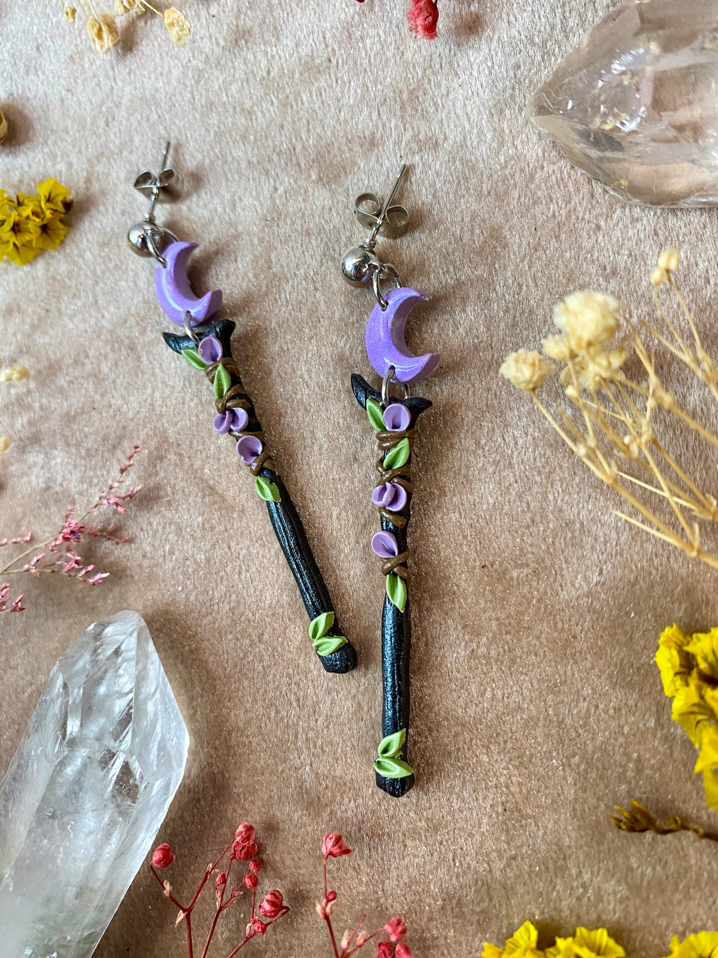 Black Moon Scepter Earrings