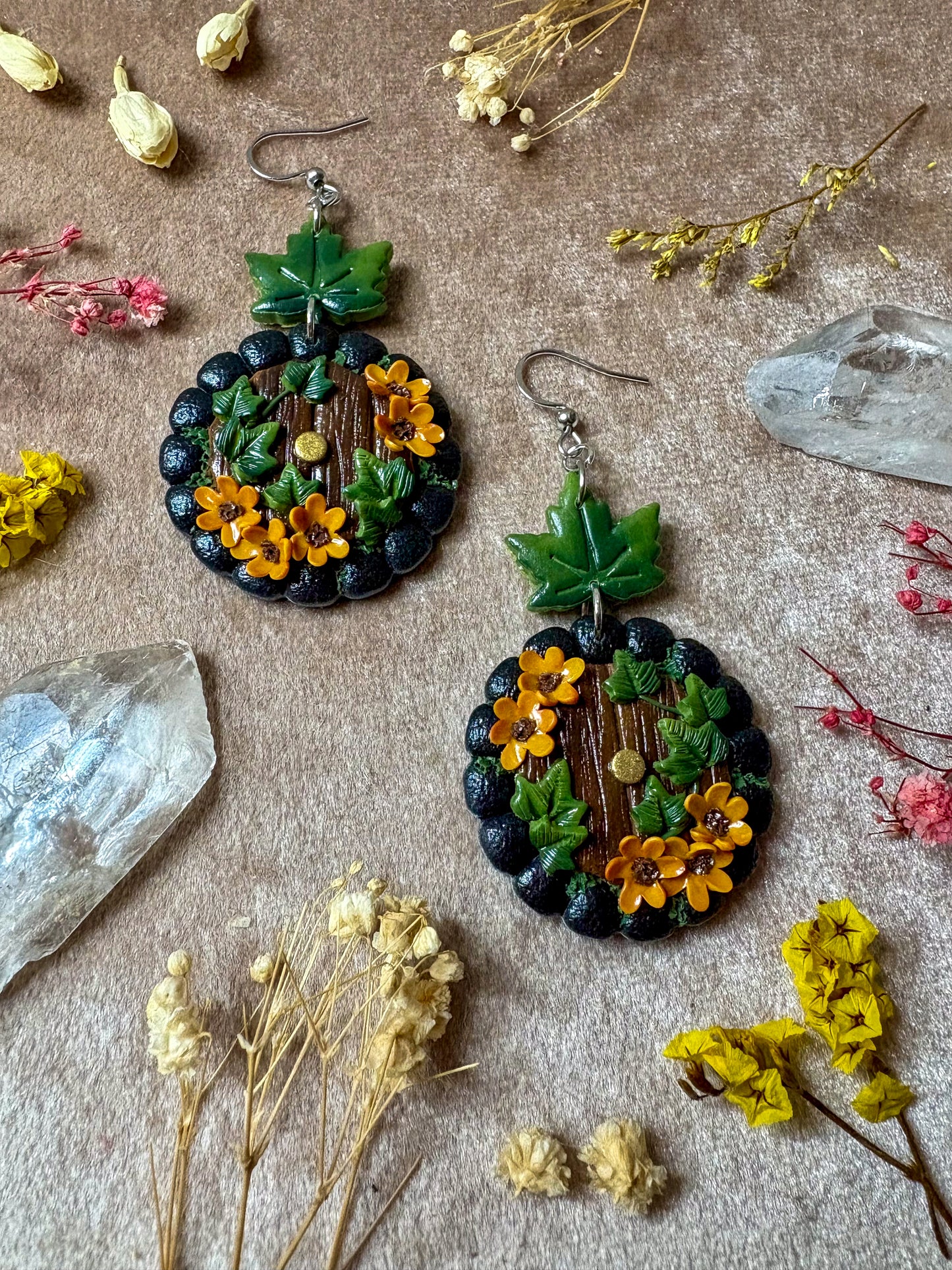 Sunflower Hobbit Door Earrings