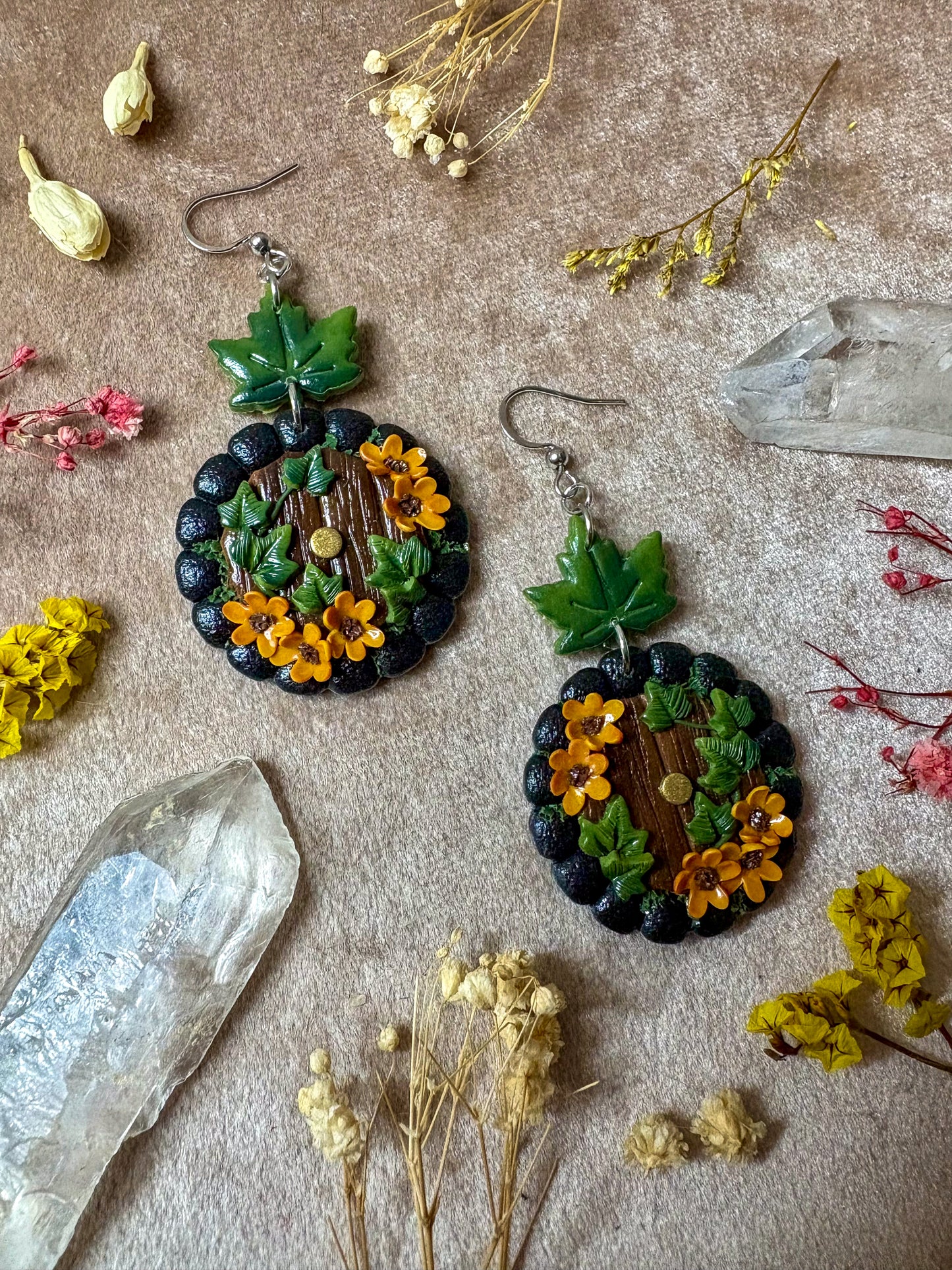 Sunflower Hobbit Door Earrings