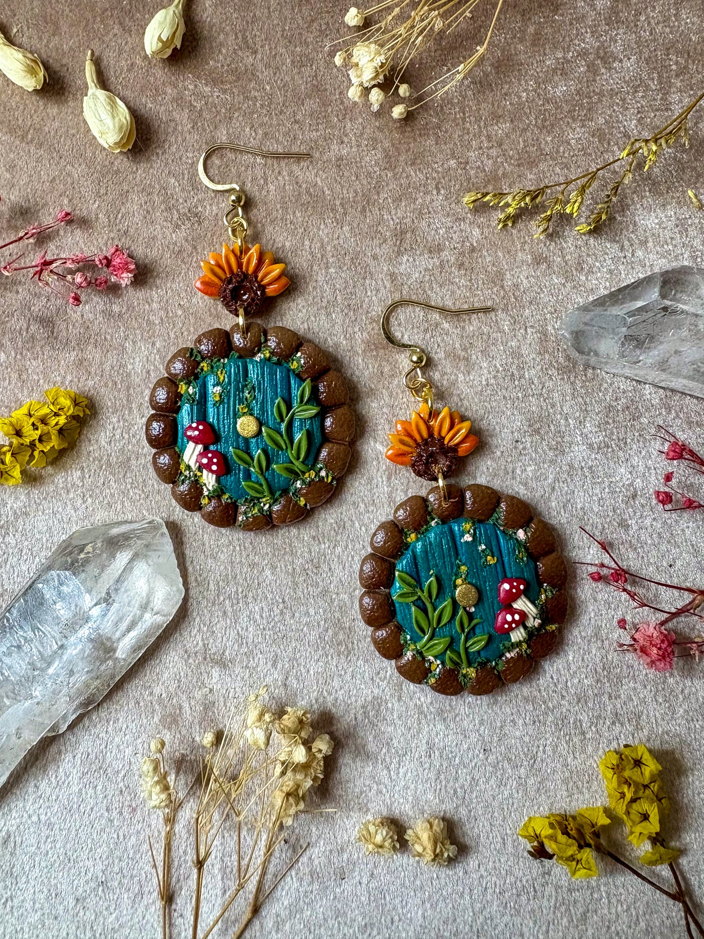 Mushroom Hobbit Door Earrings