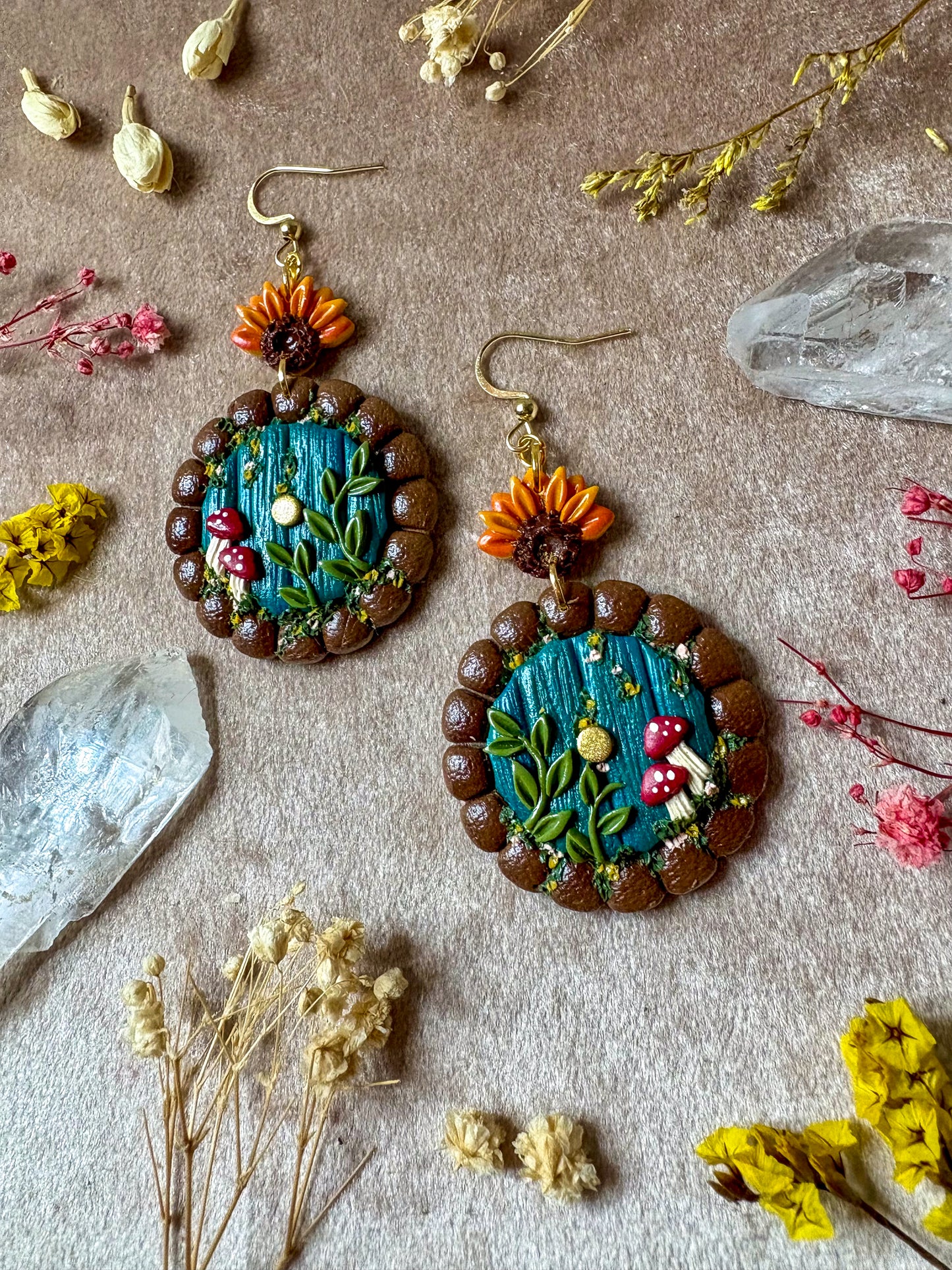 Mushroom Hobbit Door Earrings