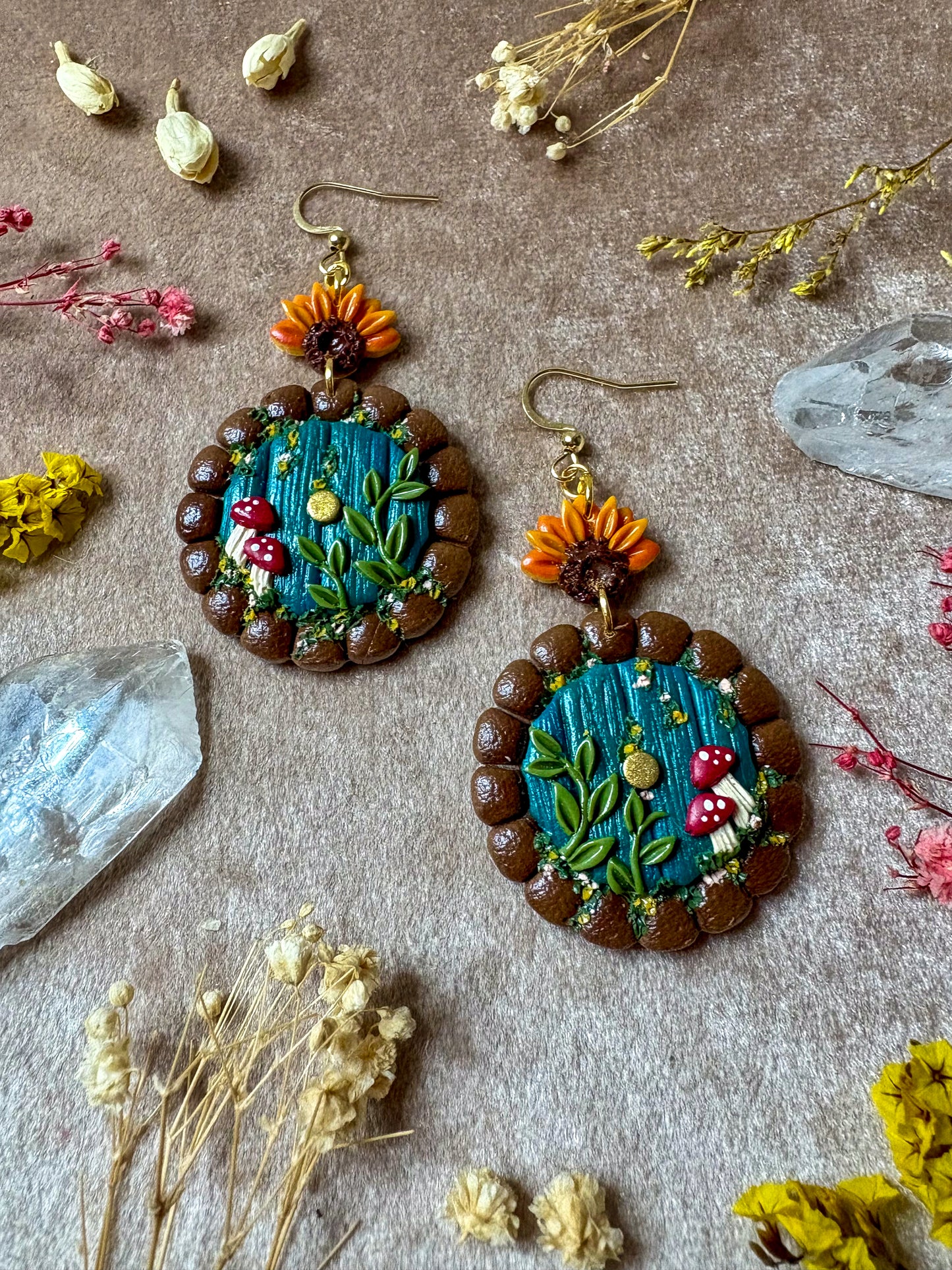 Mushroom Hobbit Door Earrings