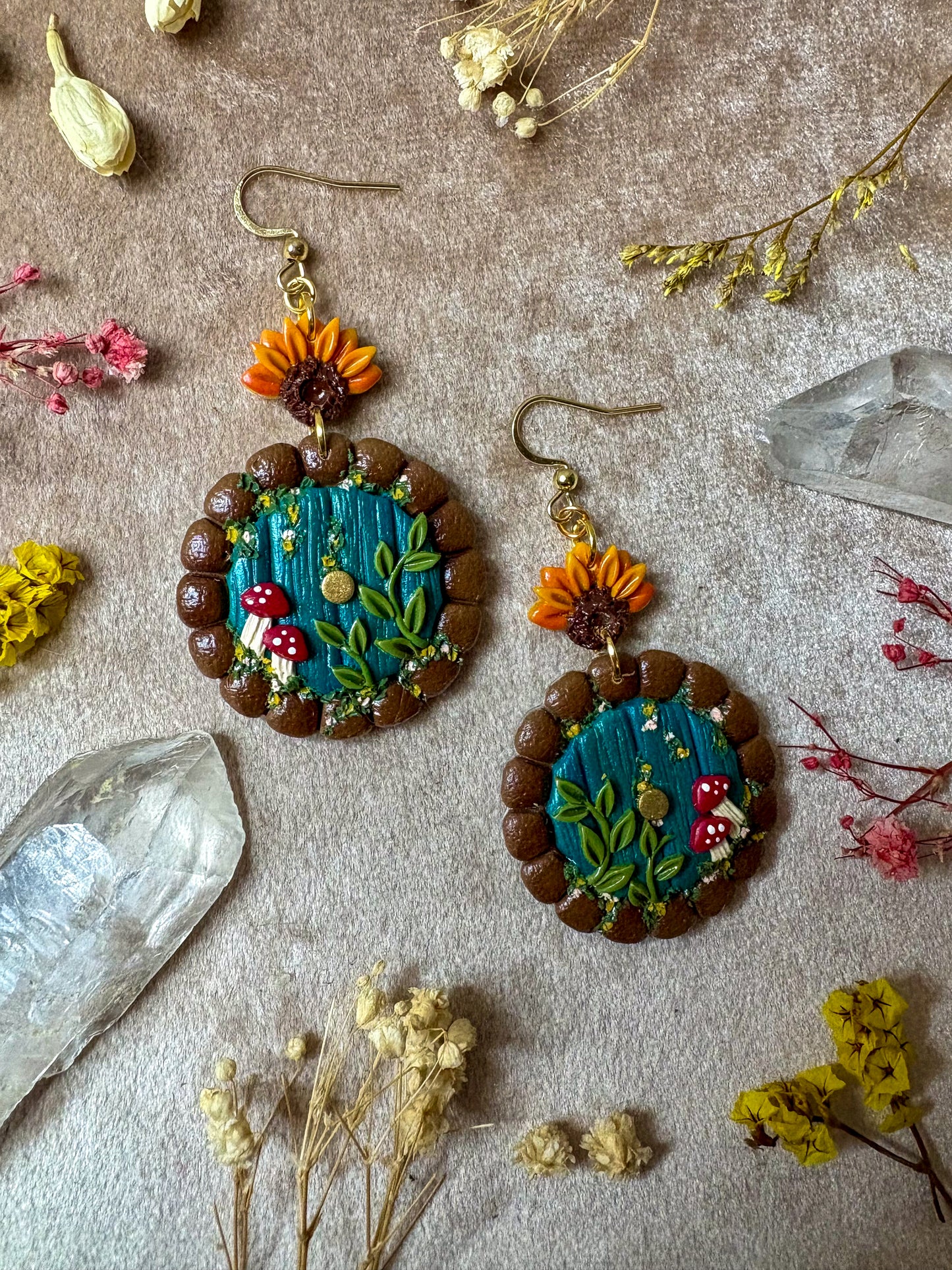 Mushroom Hobbit Door Earrings