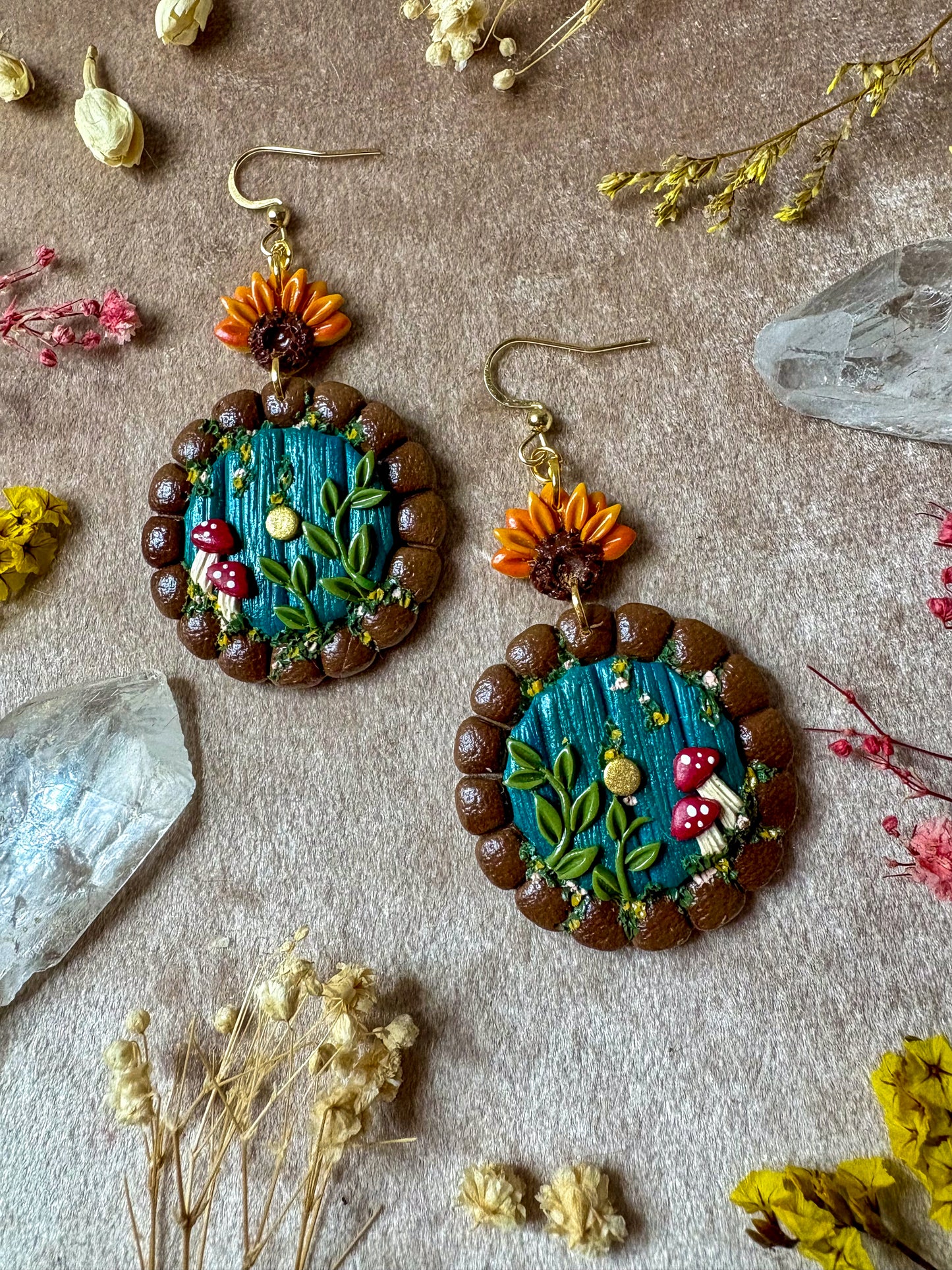 Mushroom Hobbit Door Earrings