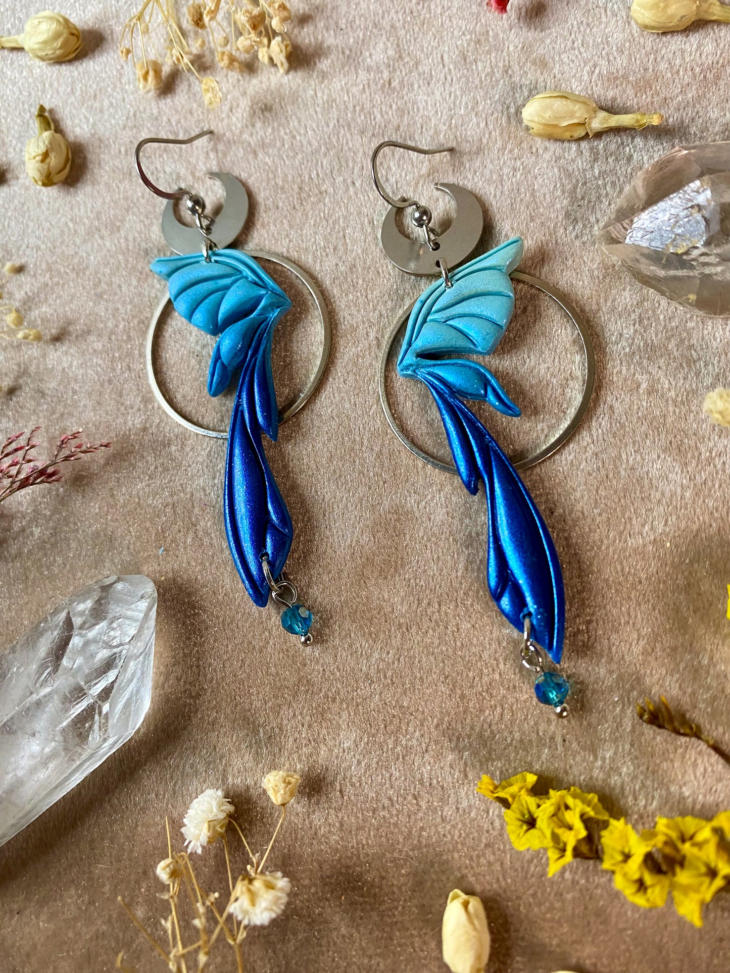 Gemstone Fairy Wing Earrings - Sapphire