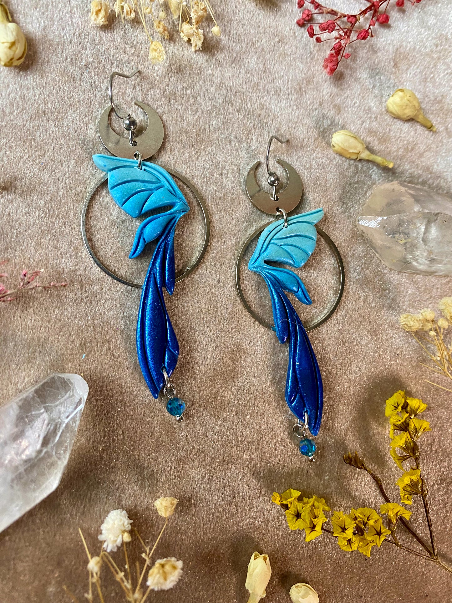 Gemstone Fairy Wing Earrings - Sapphire