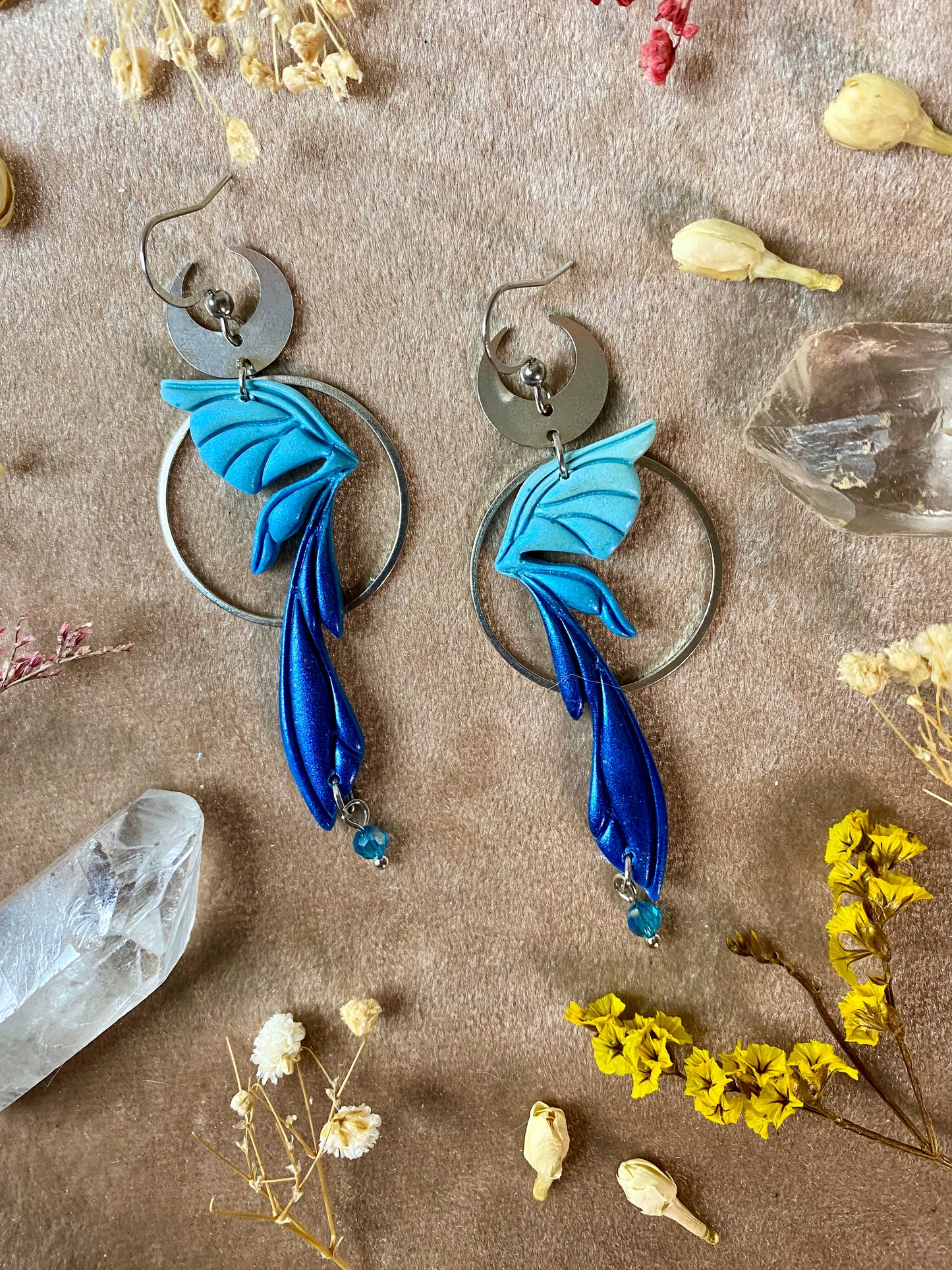 Gemstone Fairy Wing Earrings - Sapphire