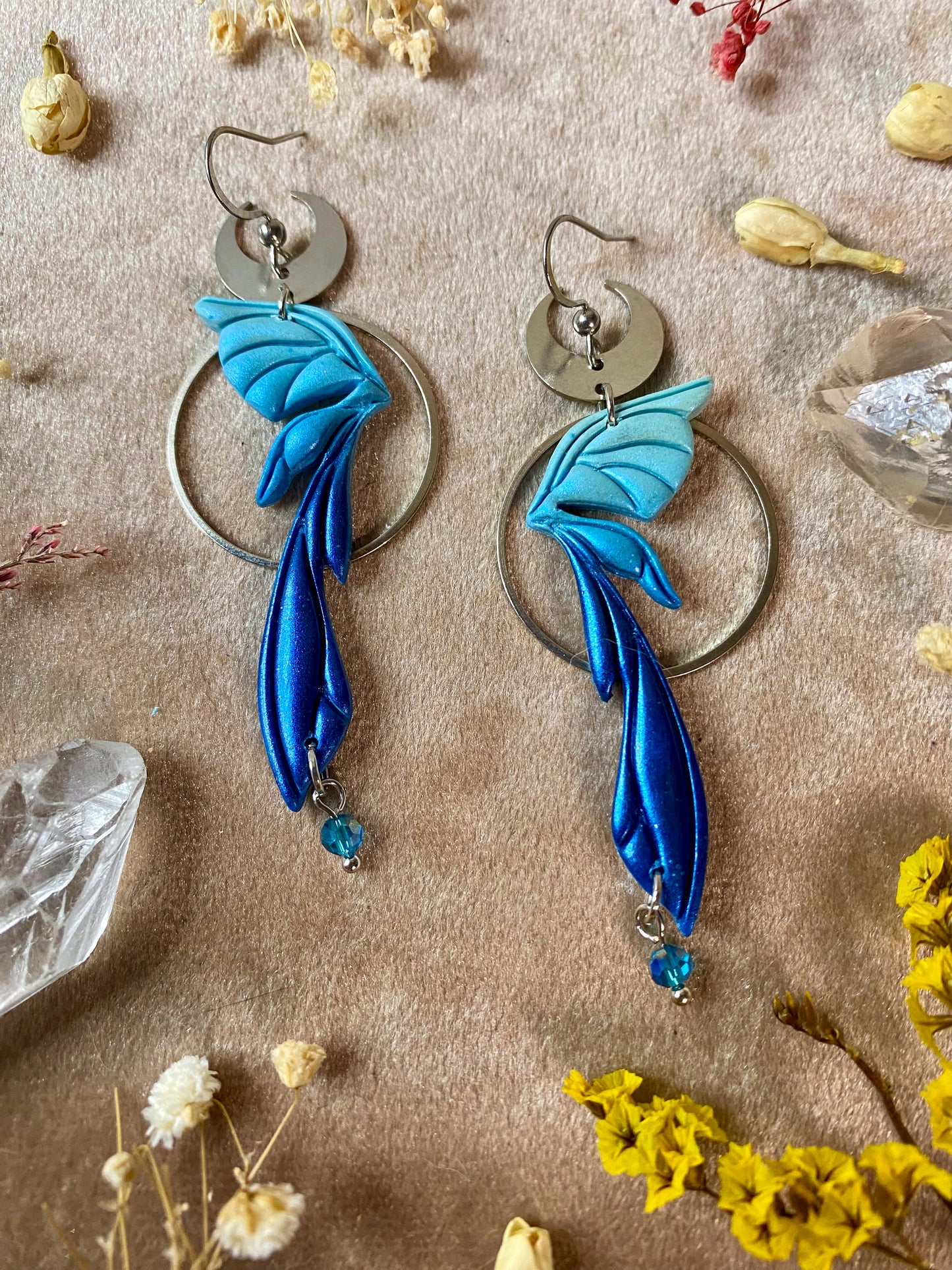 Gemstone Fairy Wing Earrings - Sapphire