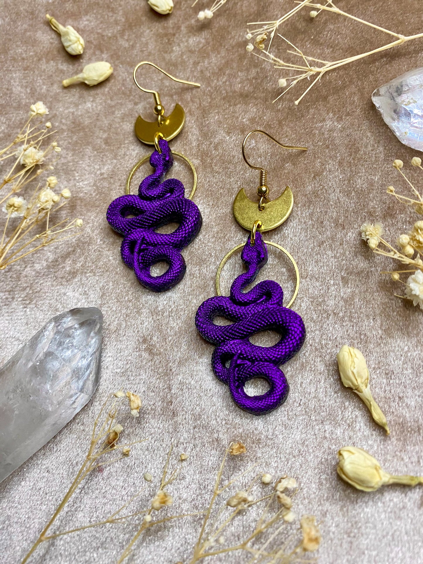 Majestic Purple Snake Earrings