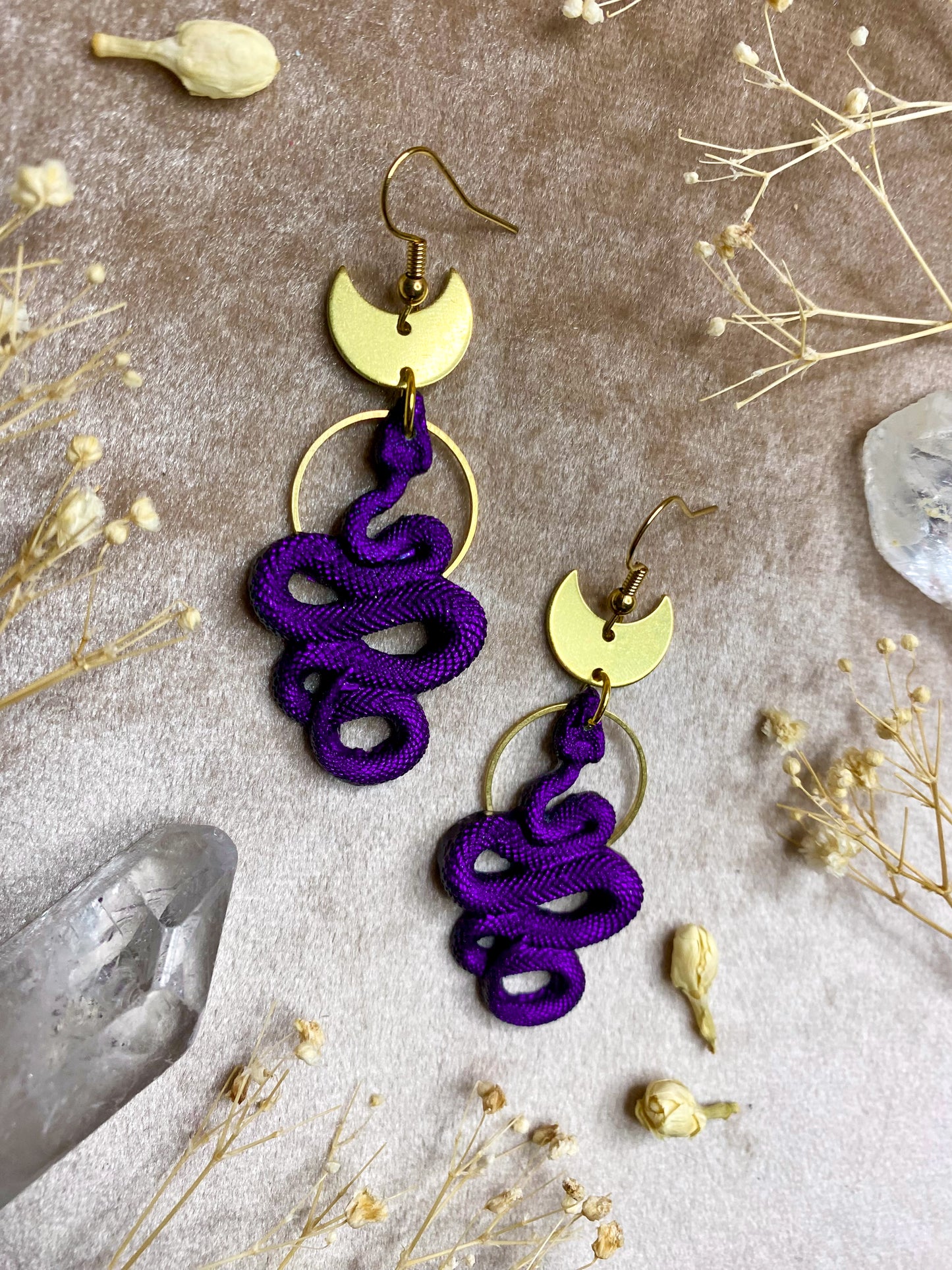 Majestic Purple Snake Earrings