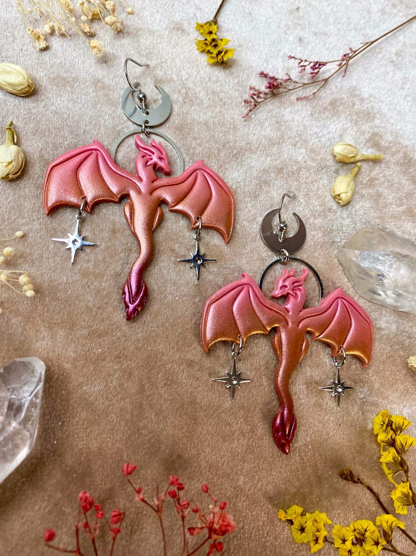 Sunset Ombre Dragon Earrings