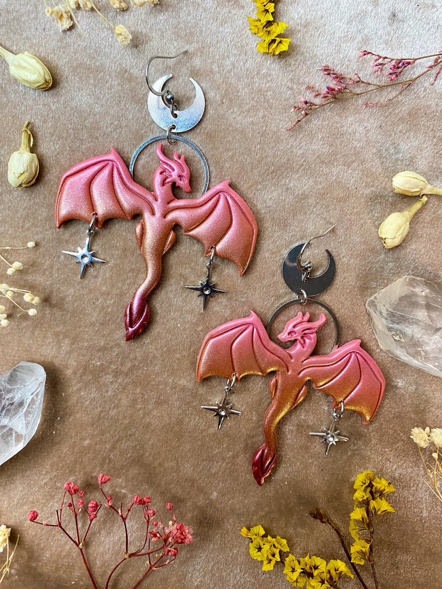 Sunset Ombre Dragon Earrings