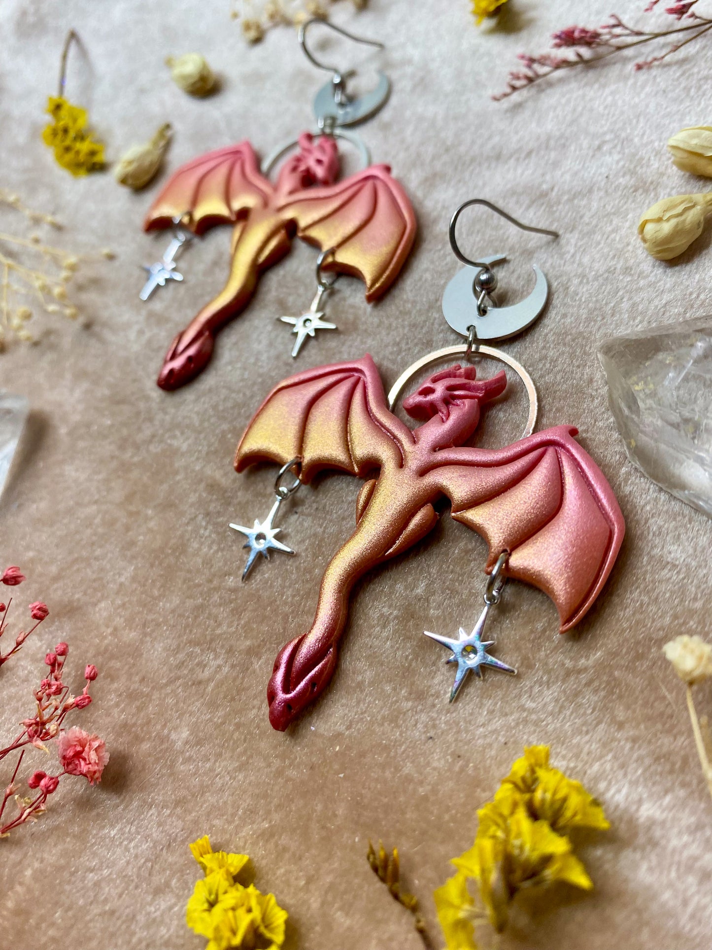 Sunset Ombre Dragon Earrings